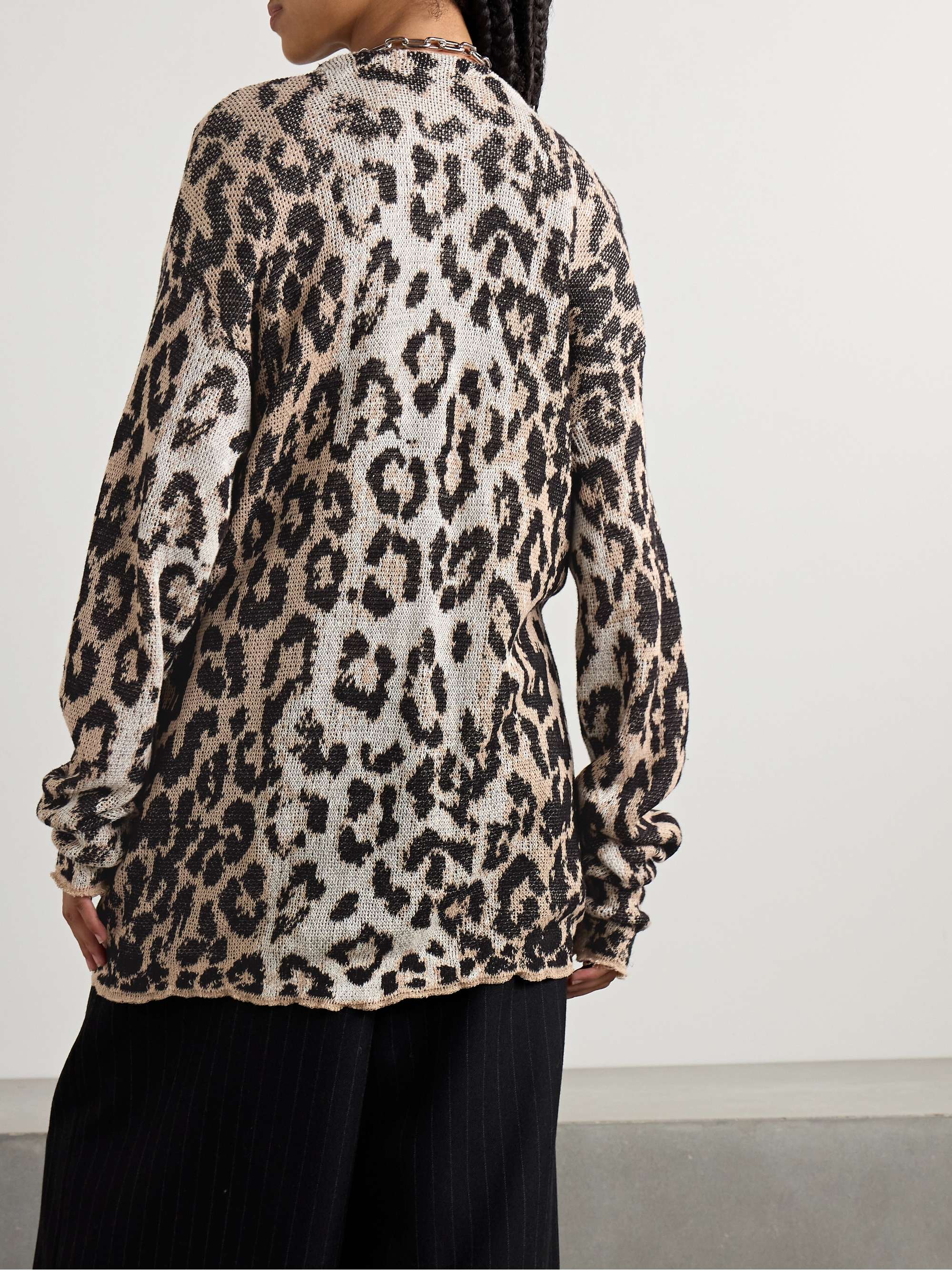 Boyfriend oversized jacquard-knit linen cardigan view