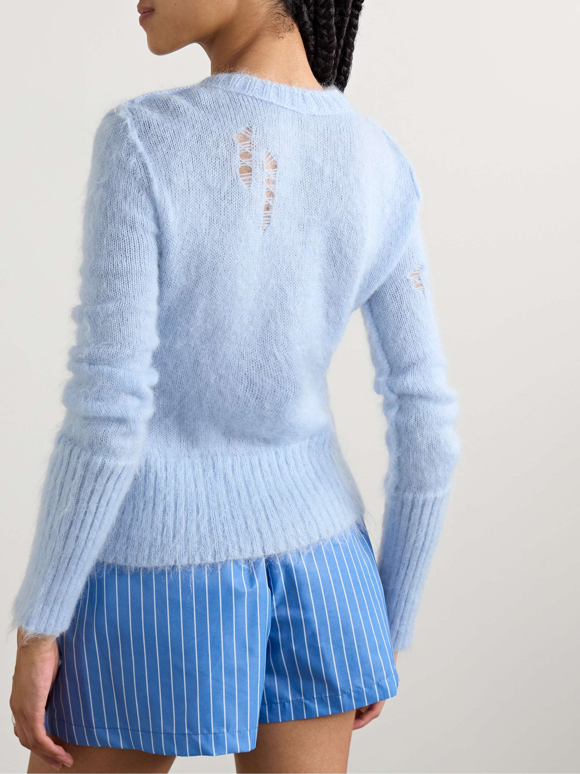 Distressed knitted cardigan view
