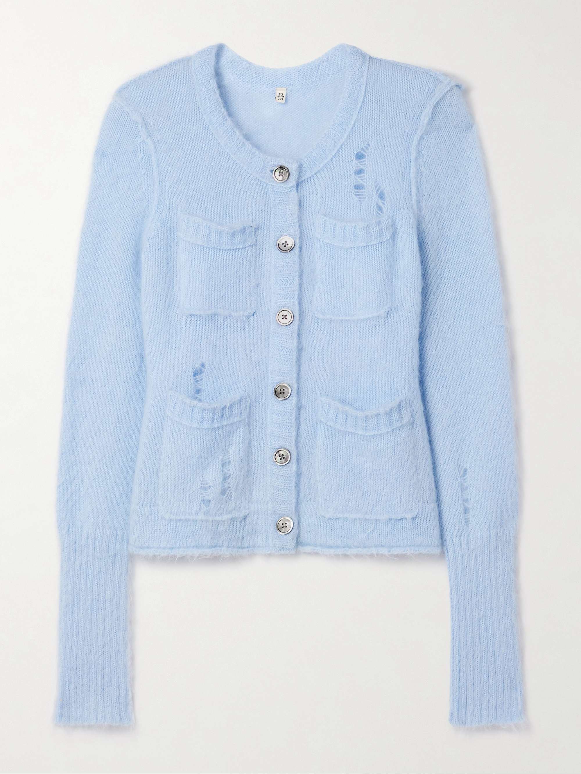 Distressed knitted cardigan view