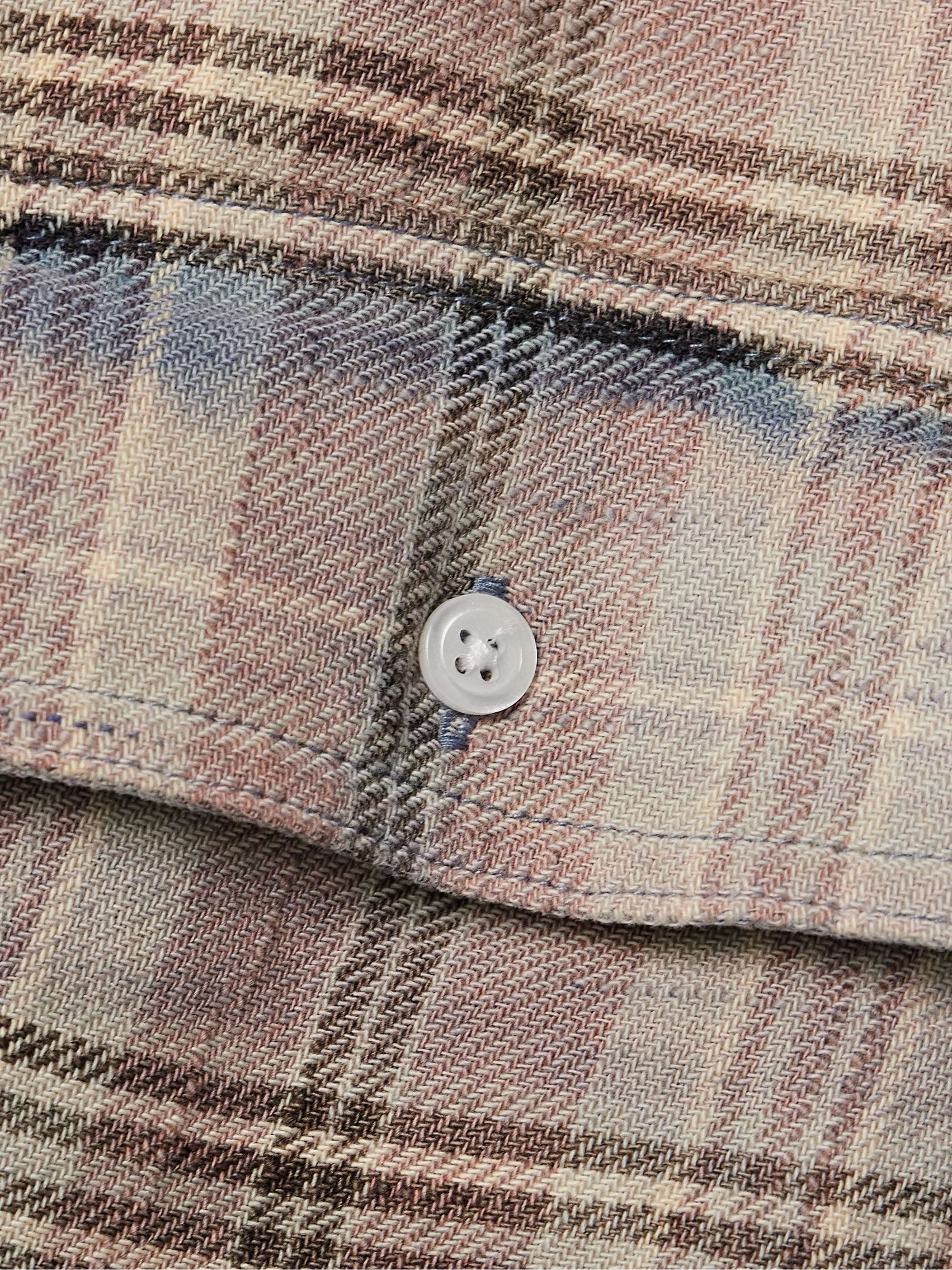 Degradé checked cotton-flannel shirt view