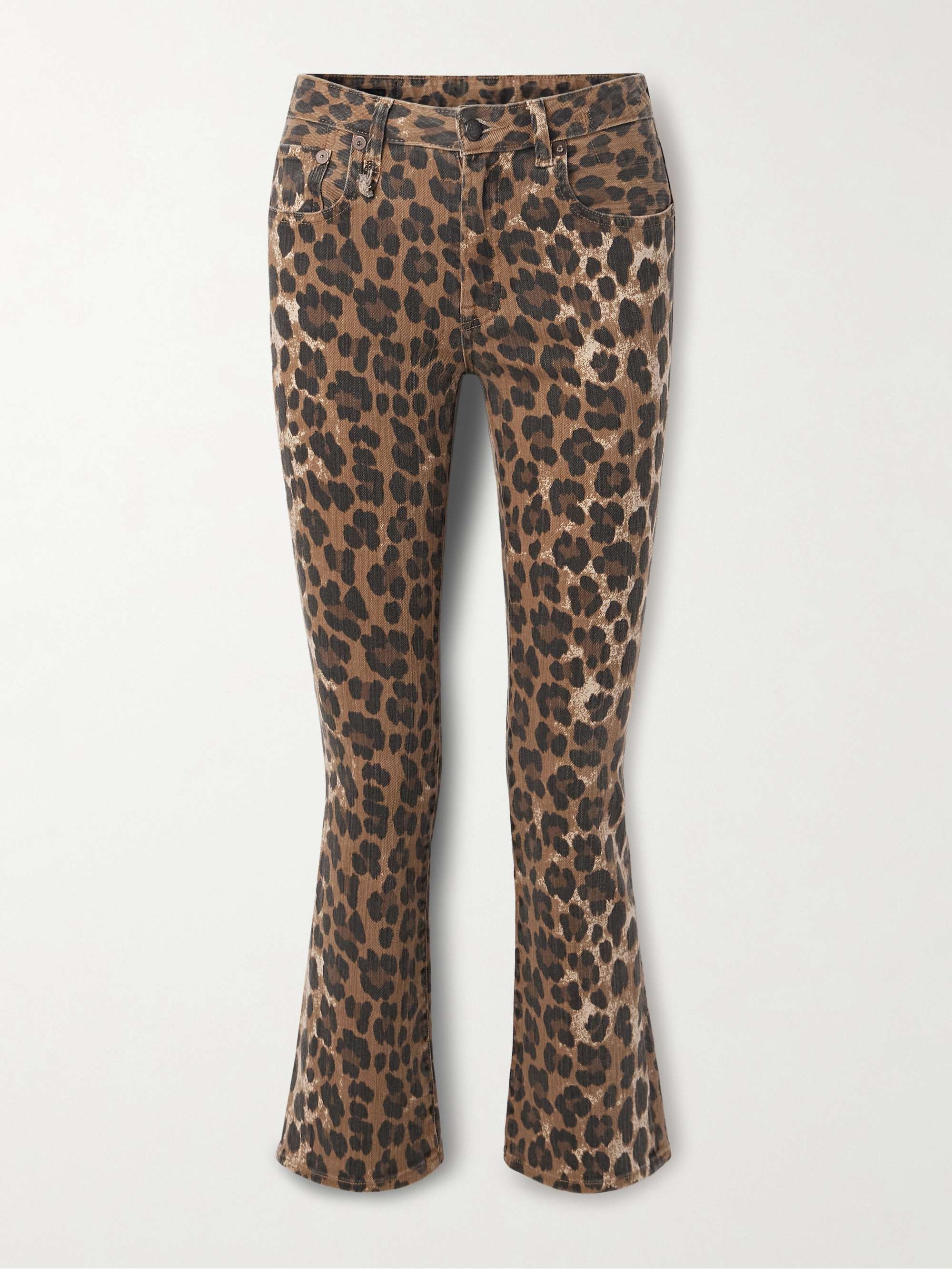 Kick Fit cropped leopard-print mid-rise flared jeans view
