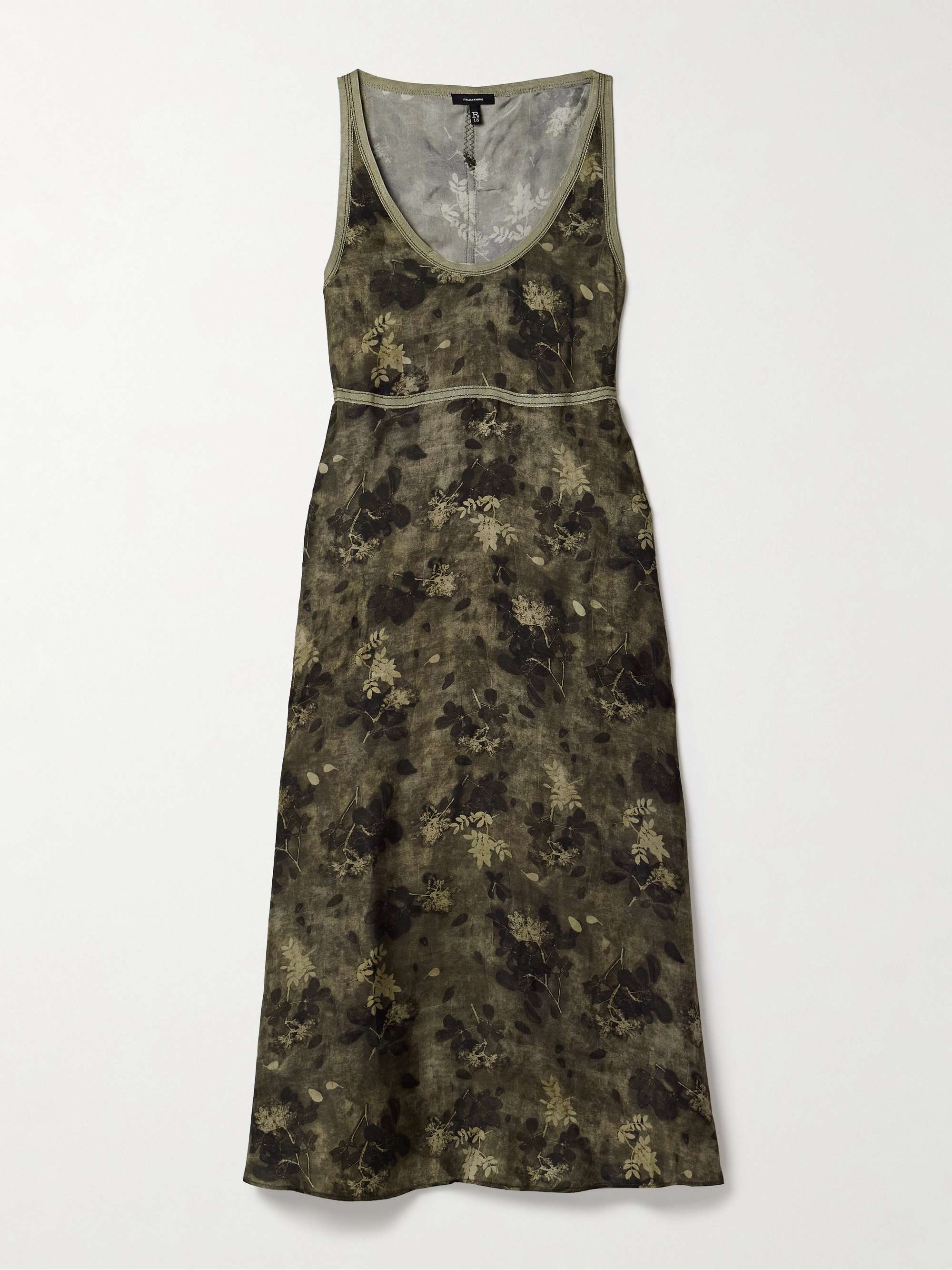 Grosgrain-trimmed printed silk midi dress view