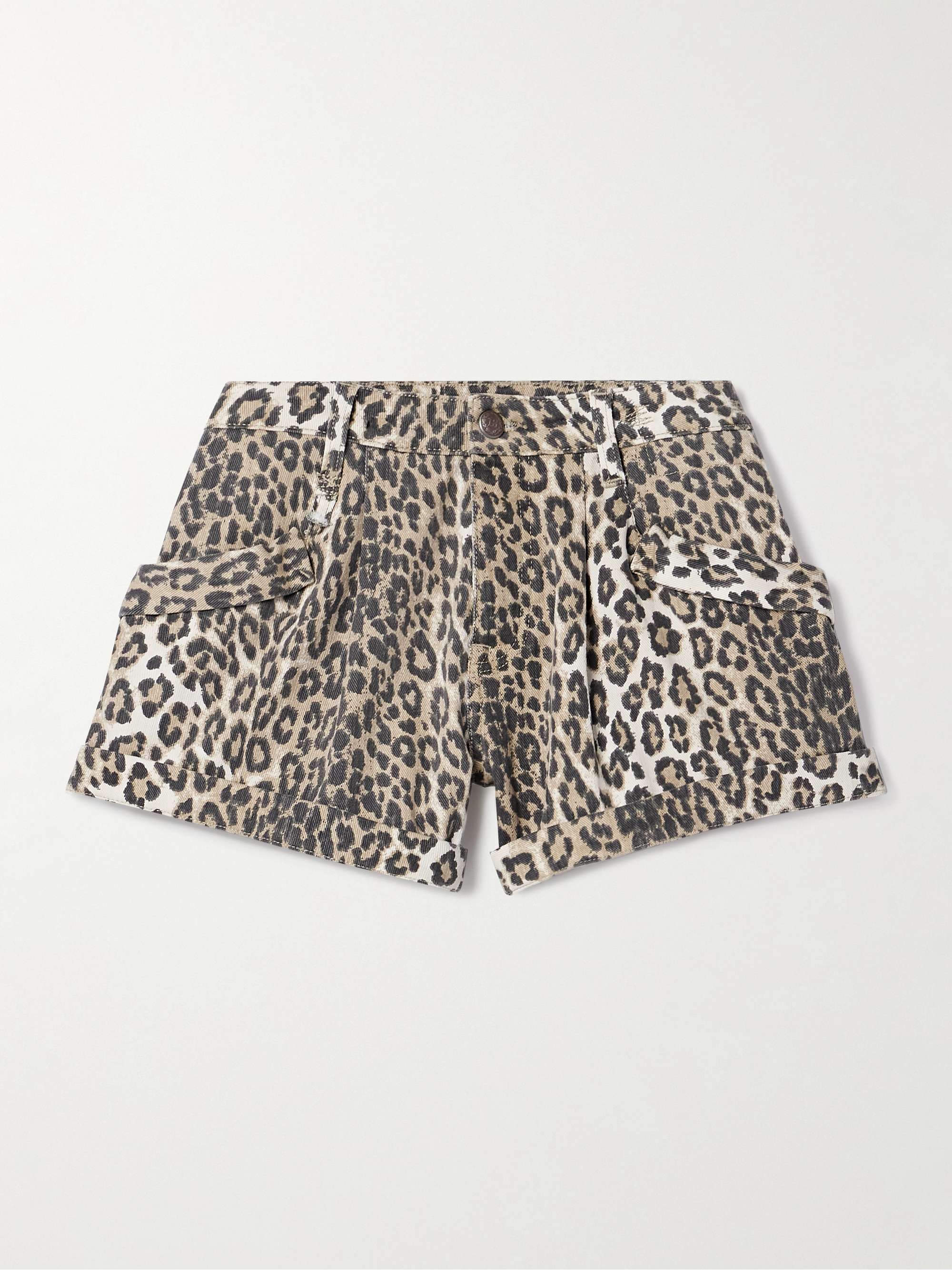 Jodphur leopard-print denim shorts view
