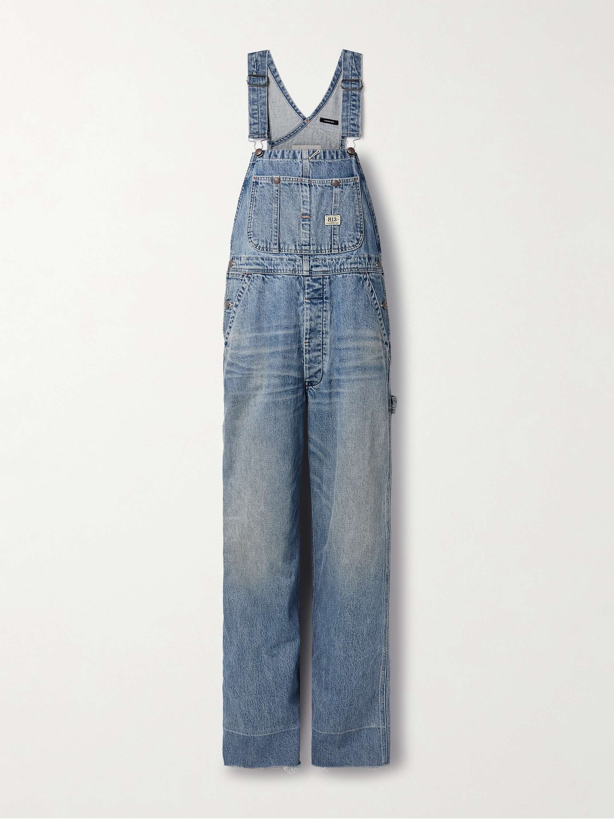 D'Arcy frayed denim overalls view