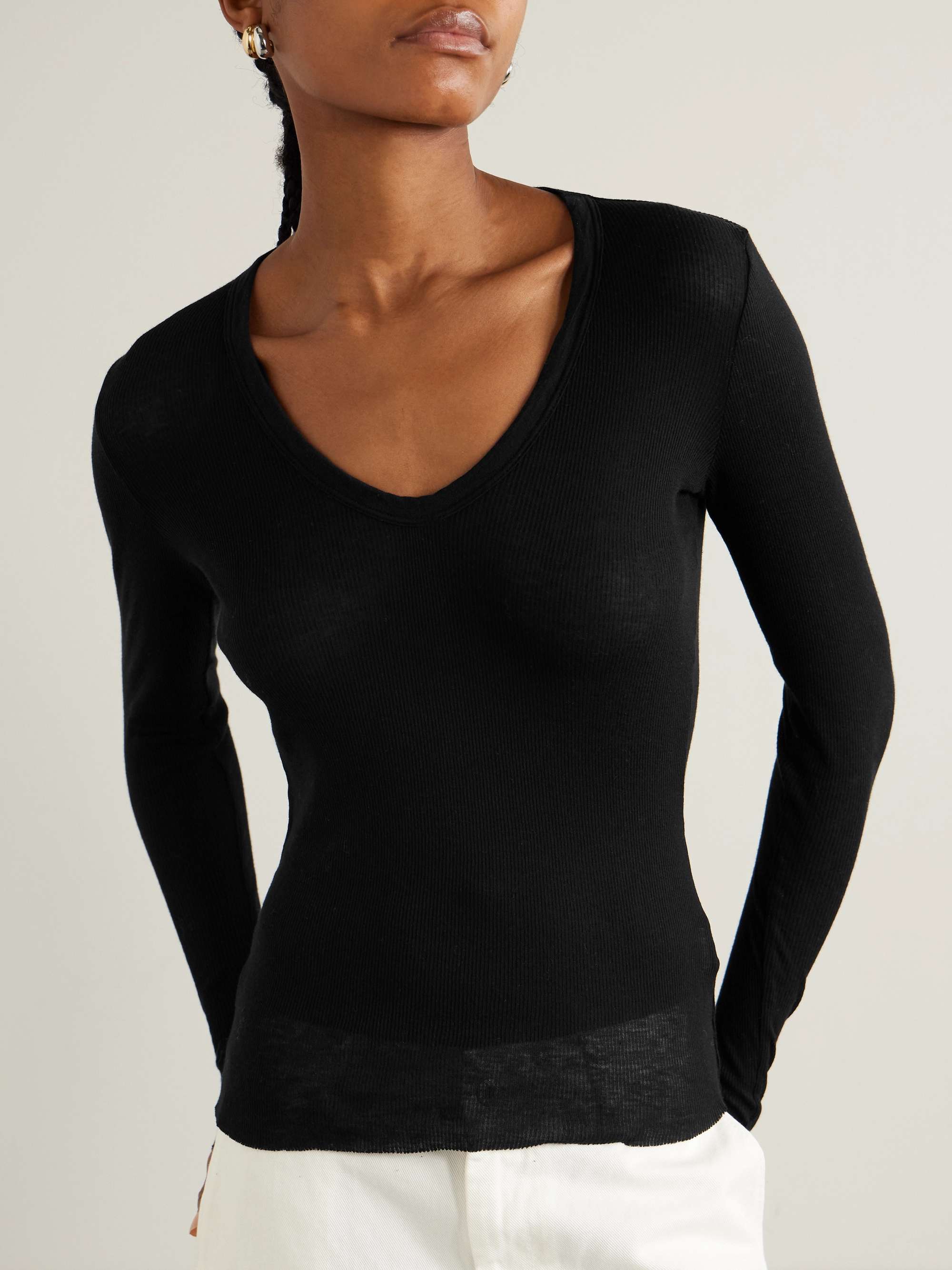 Cotton and cashmere-blend jersey T-shirt view