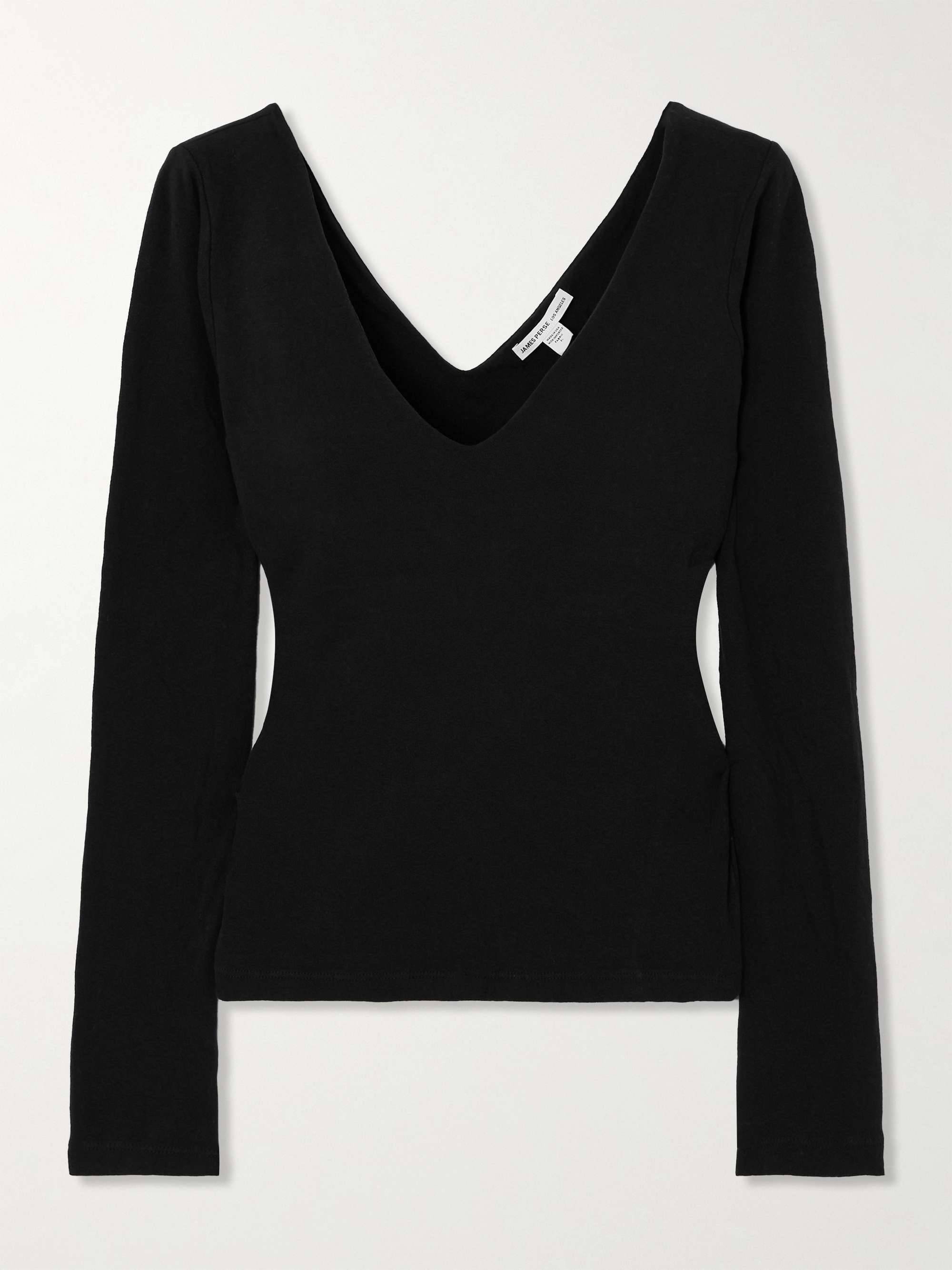 Lotus off-the-shoulder cotton-blend jersey top view
