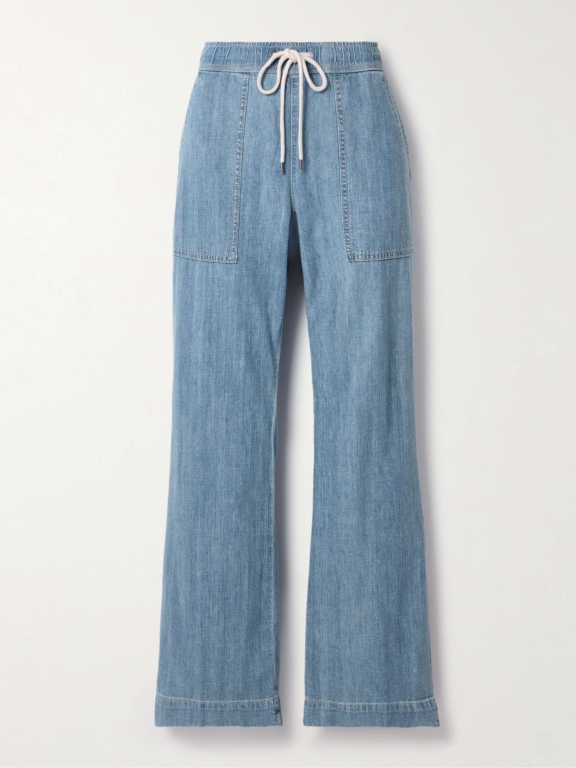 Cotton-chambray wide-leg pants view