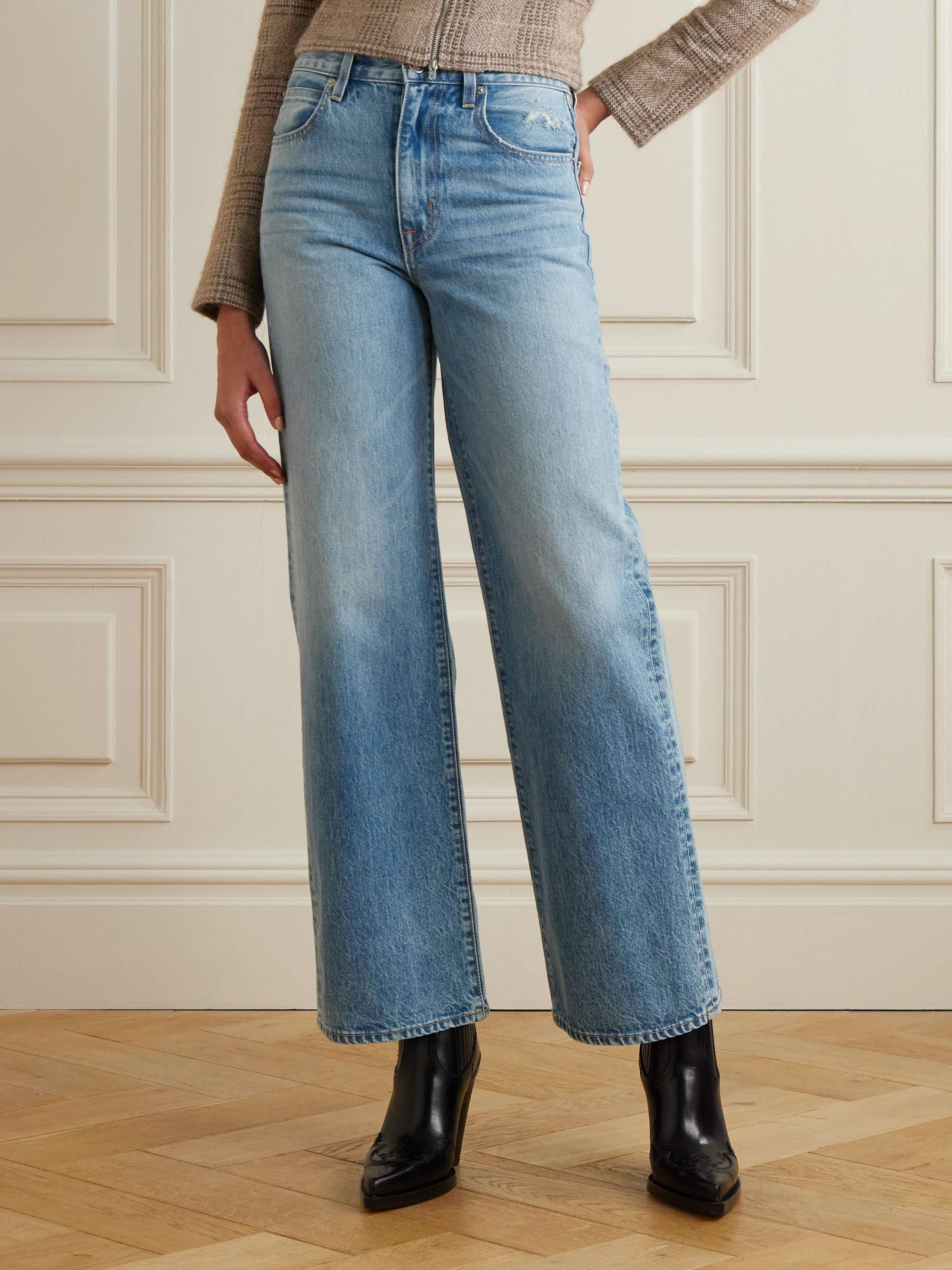 Grace frayed mid-rise wide-leg jeans view