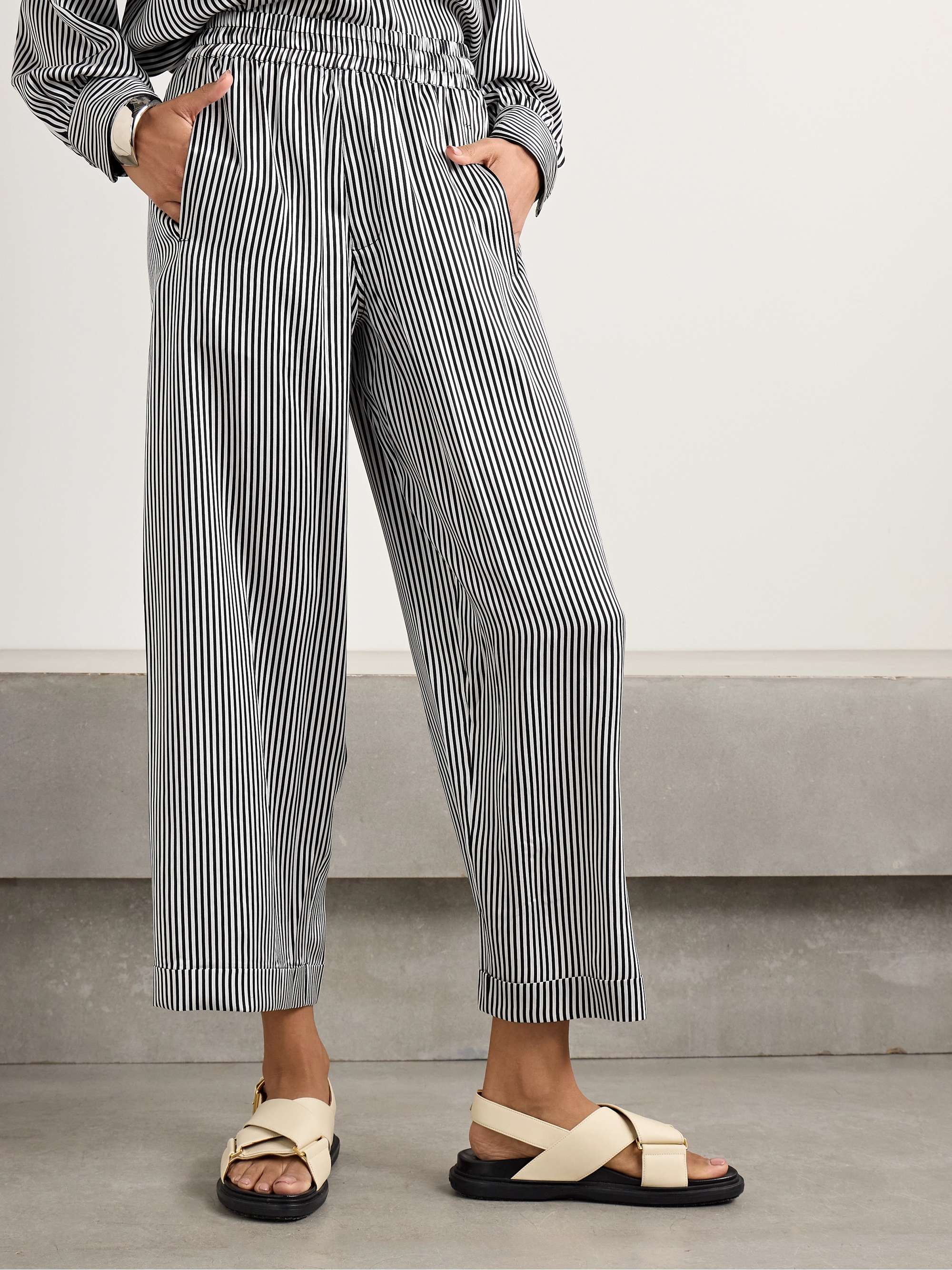 Finance striped silk-satin wide-leg pants view