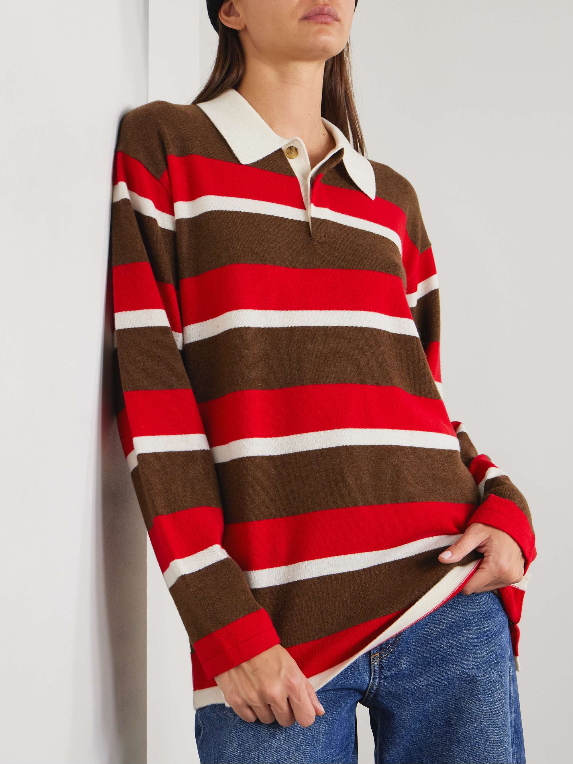 Oversized striped cashmere sweater view