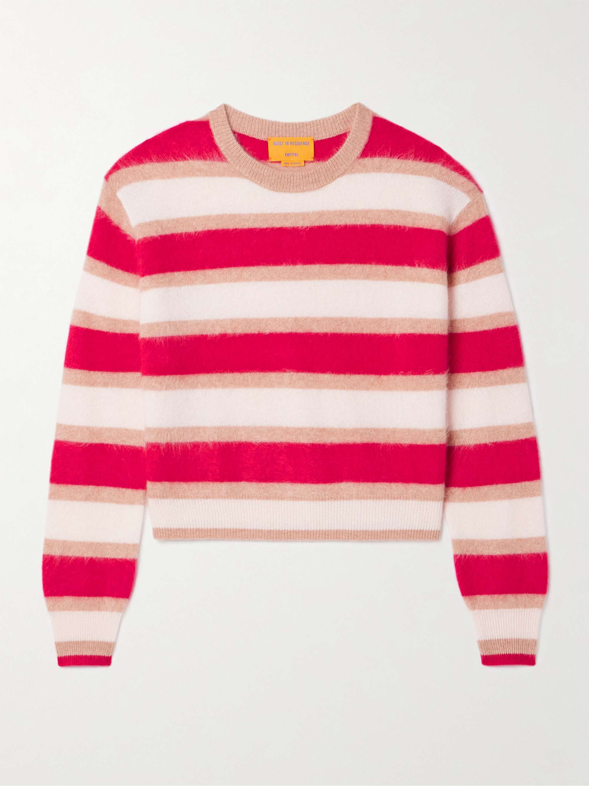 Striped brushed-cashmere sweater view