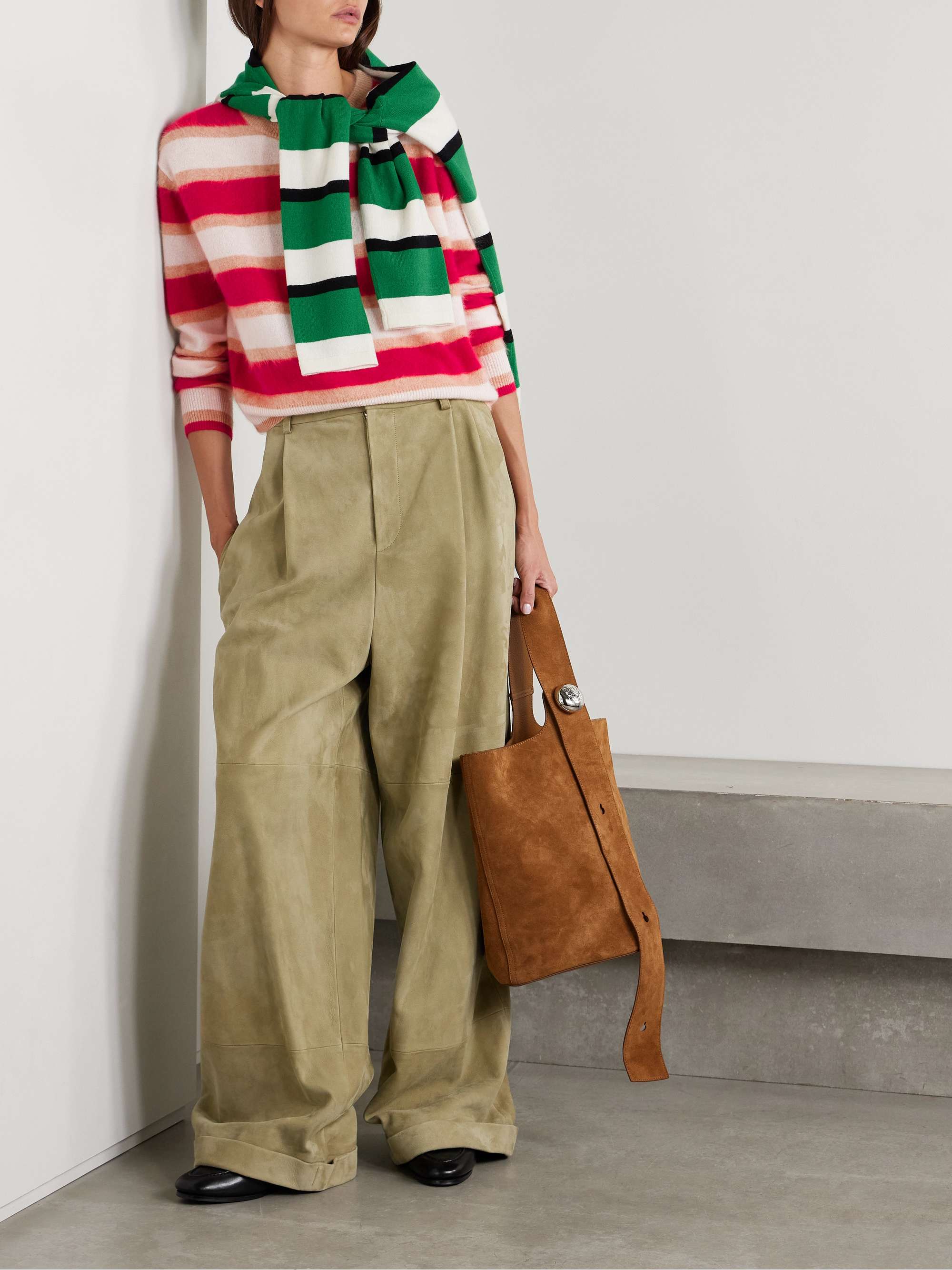 Striped brushed-cashmere sweater view