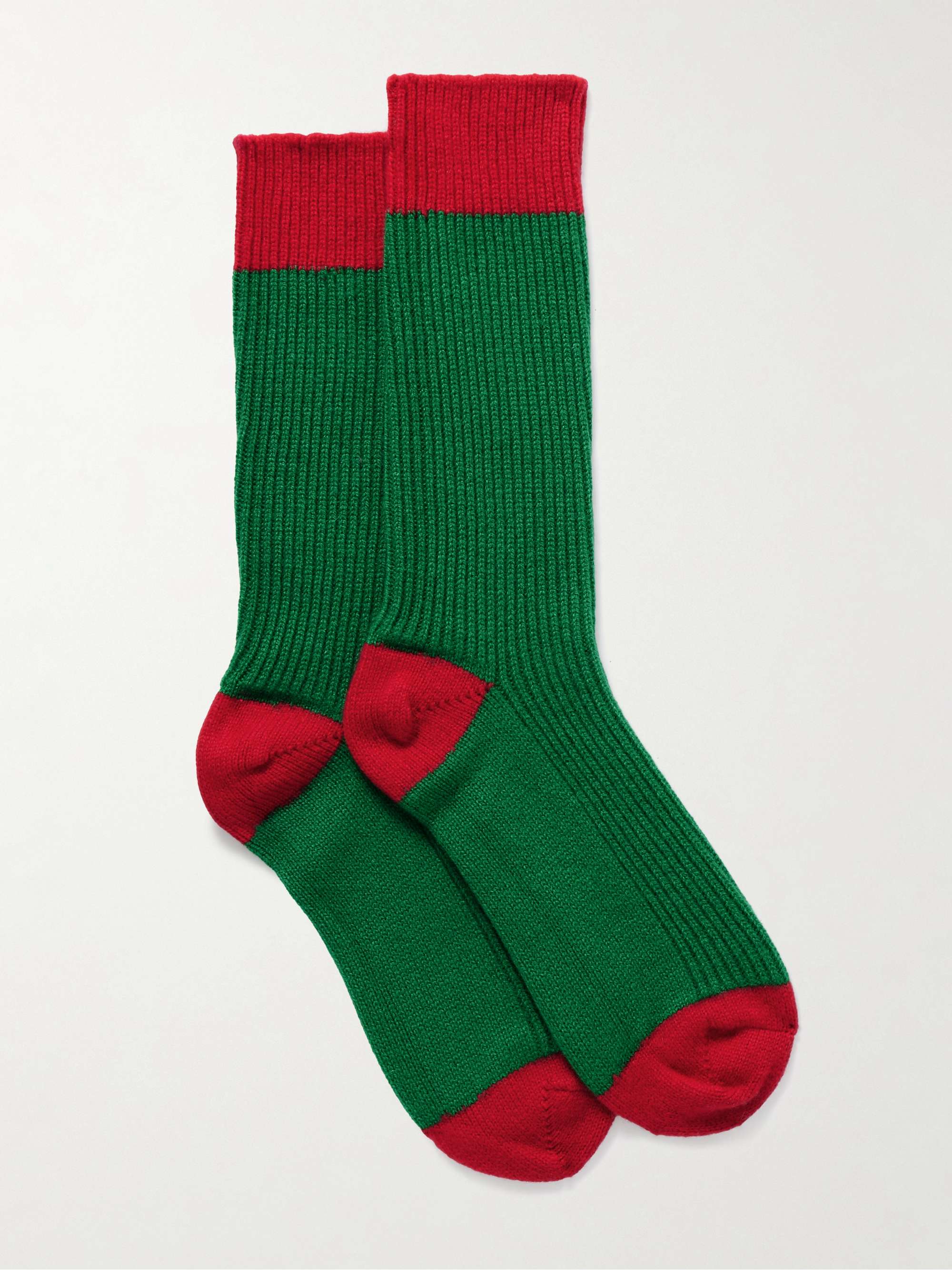 Two-tone ribbed cashmere socks view