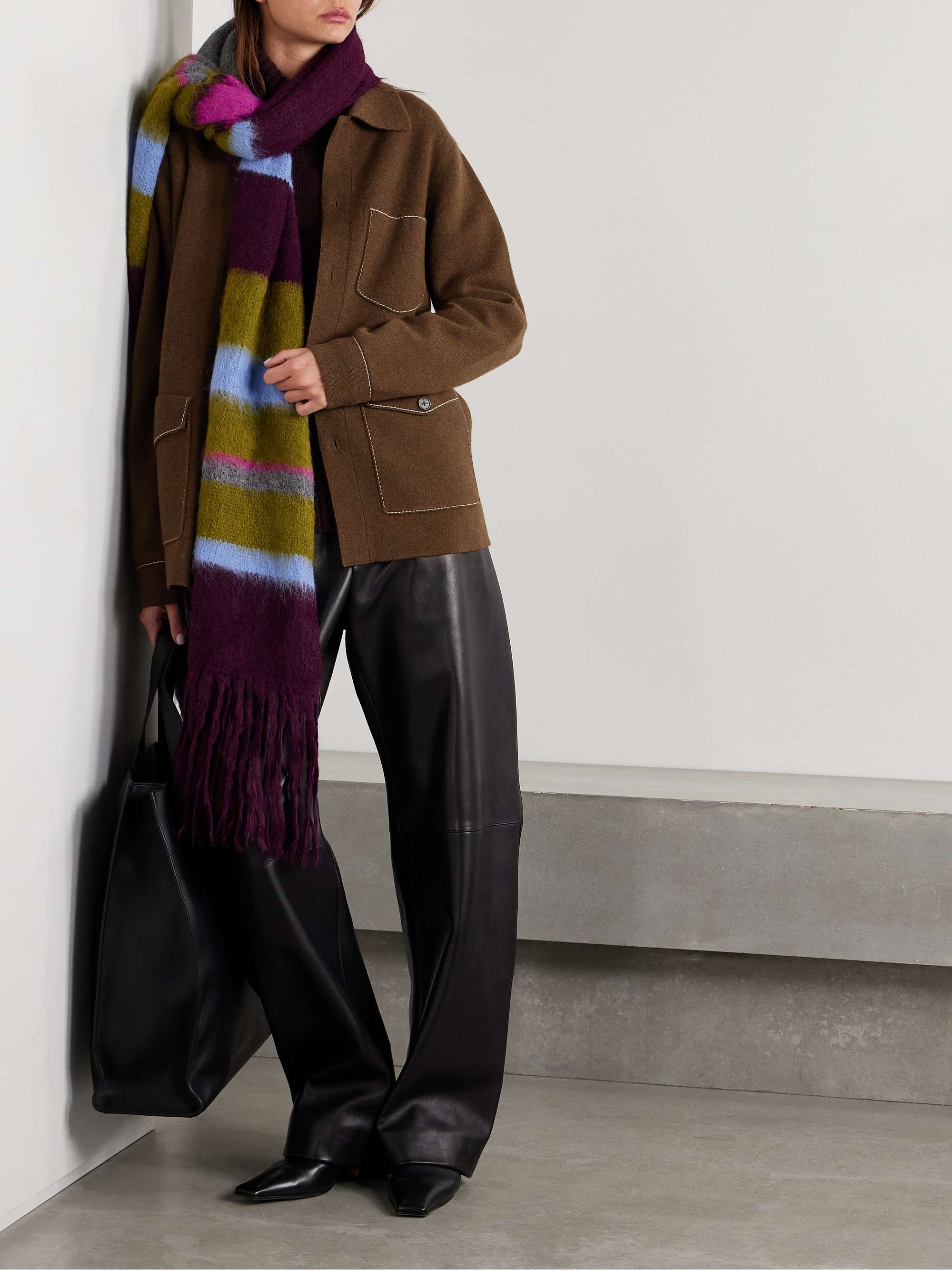 Industry oversized topstitched cashmere jacket view