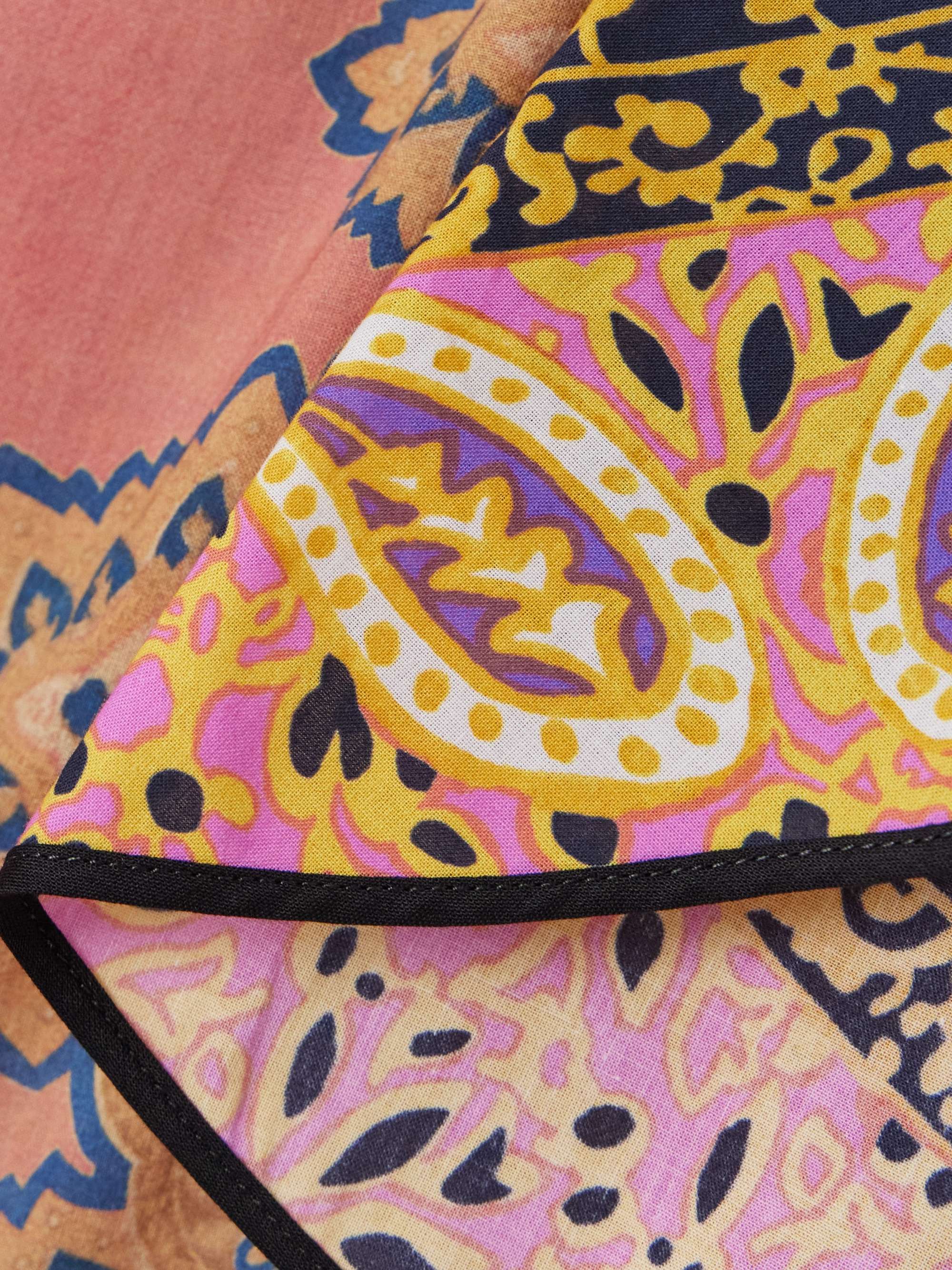 Ruched tiered paisley-print cotton-muslin midi dress view