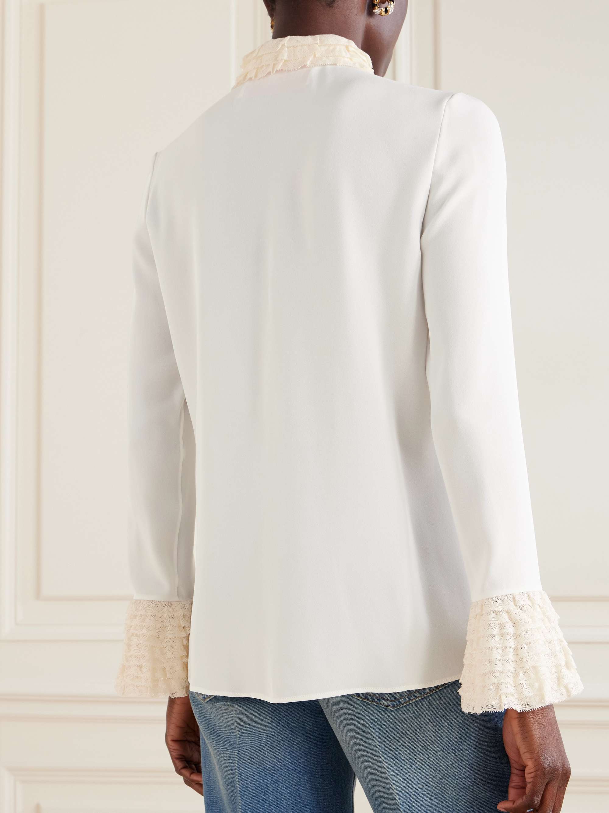 Lace-trimmed silk-georgette shirt view