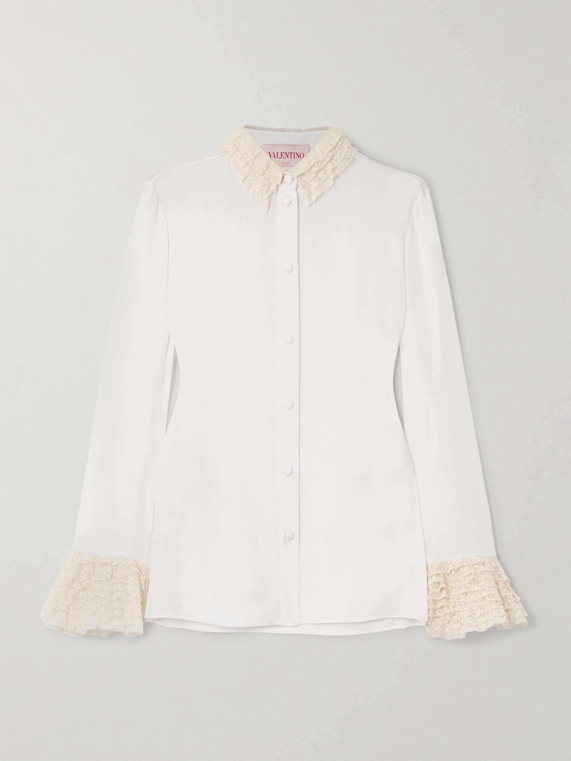 Lace-trimmed silk-georgette shirt view