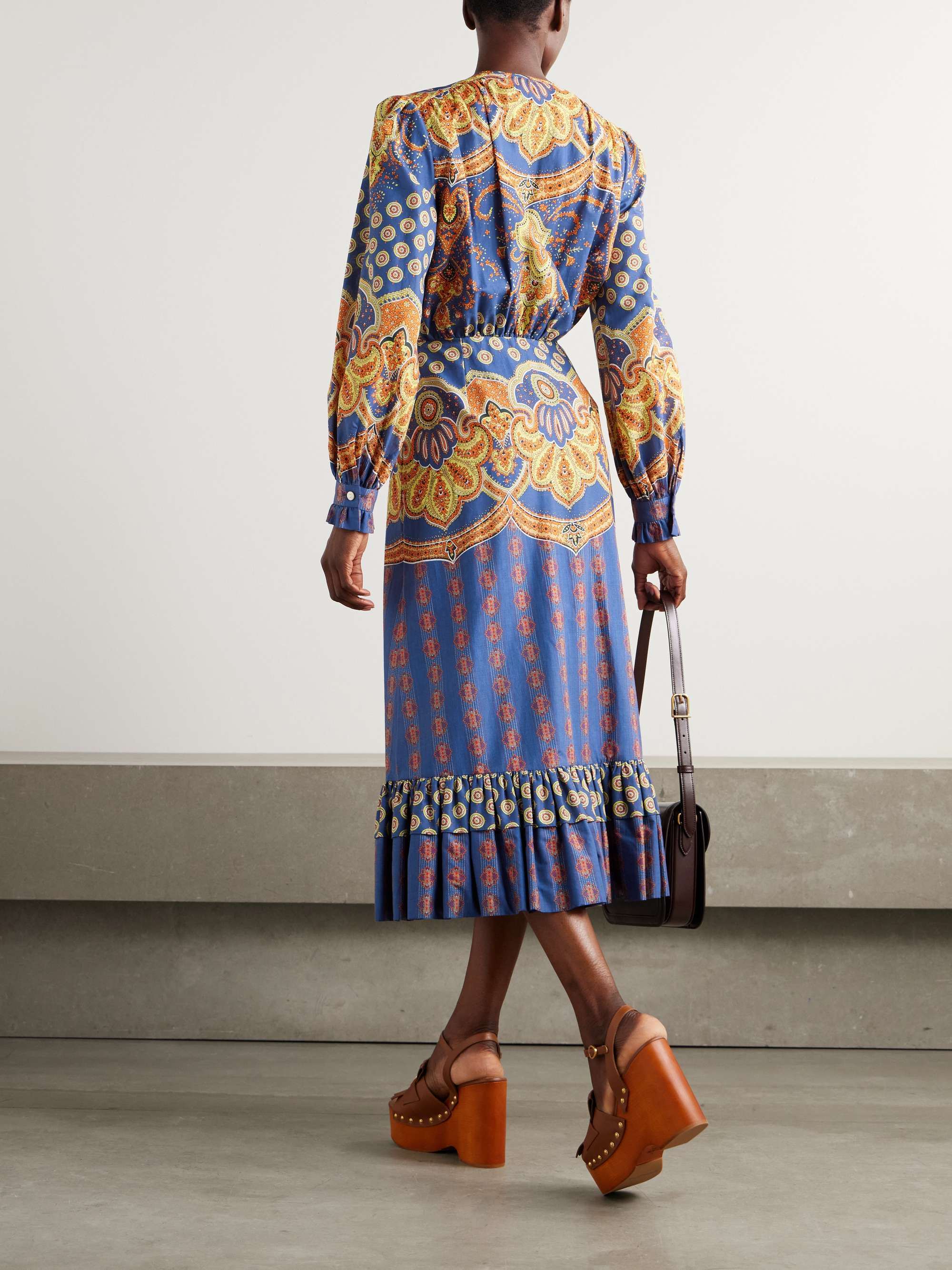 Printed cotton midi dress view