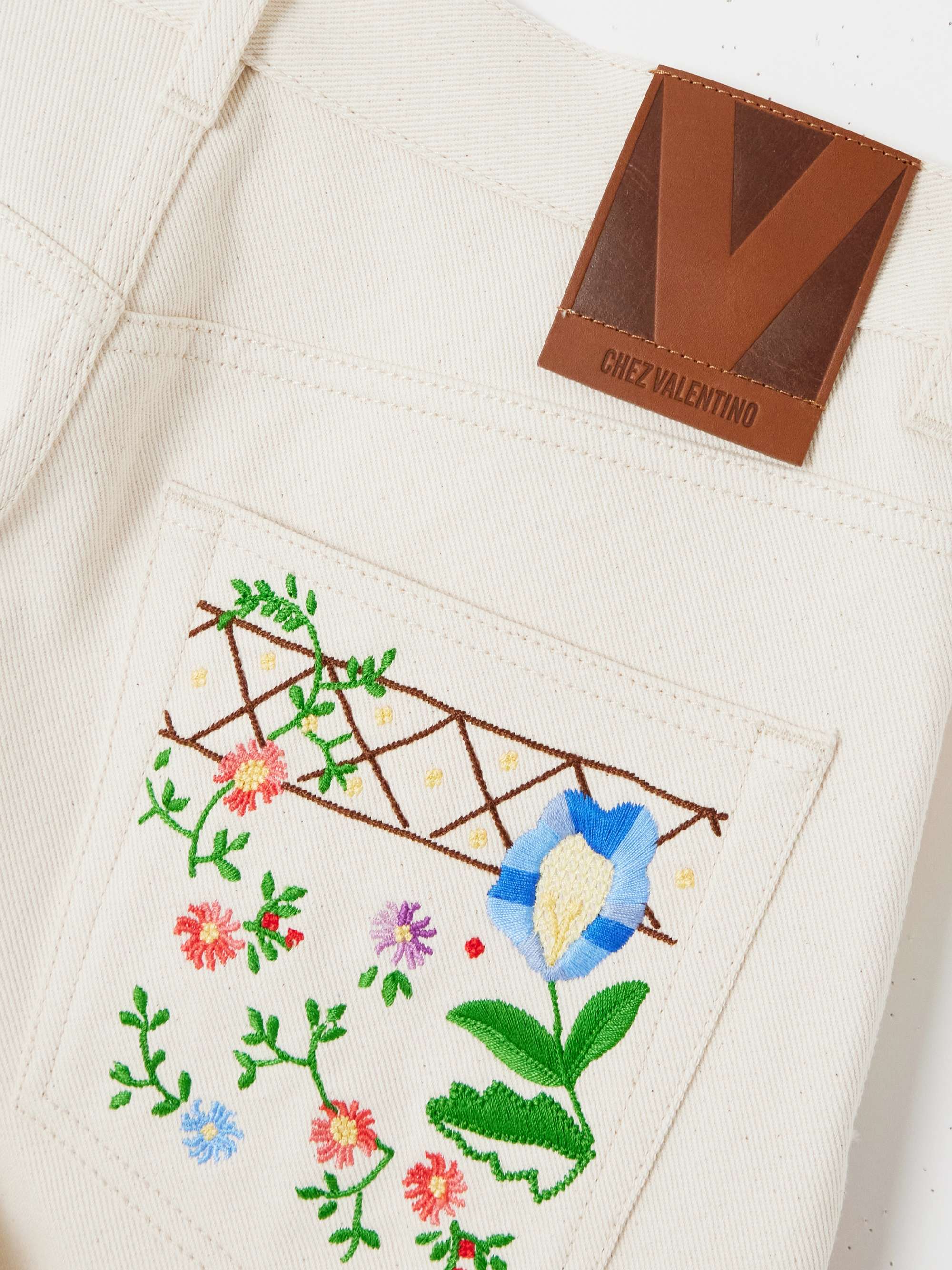 Embroidered high-rise straight-leg jeans view