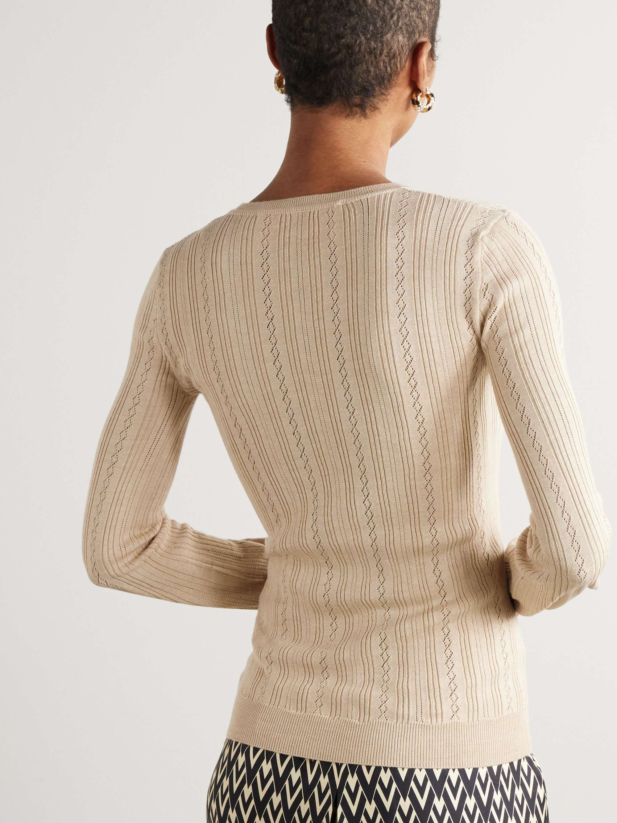 Pointelle-knit wool sweater view