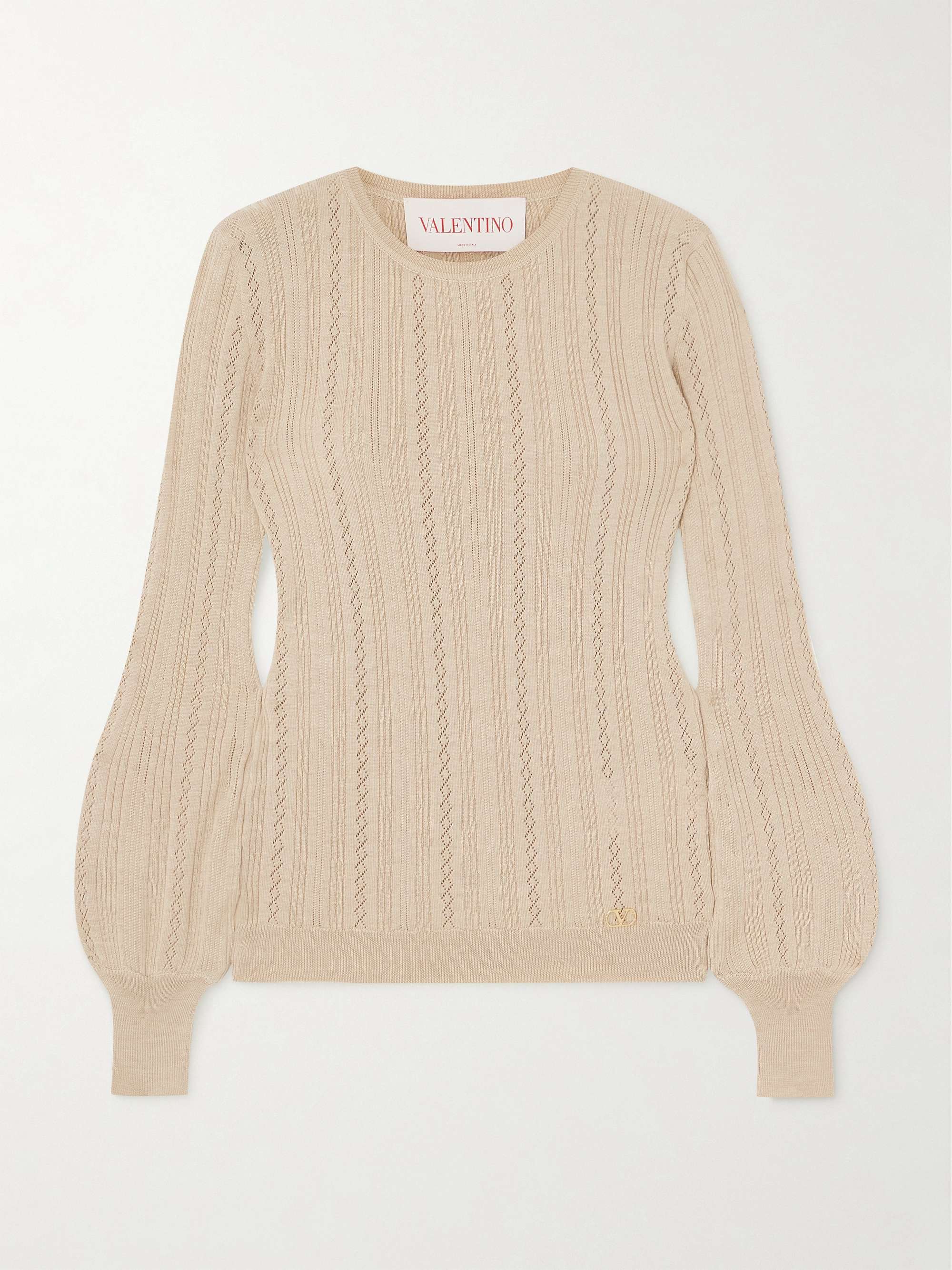 Pointelle-knit wool sweater view