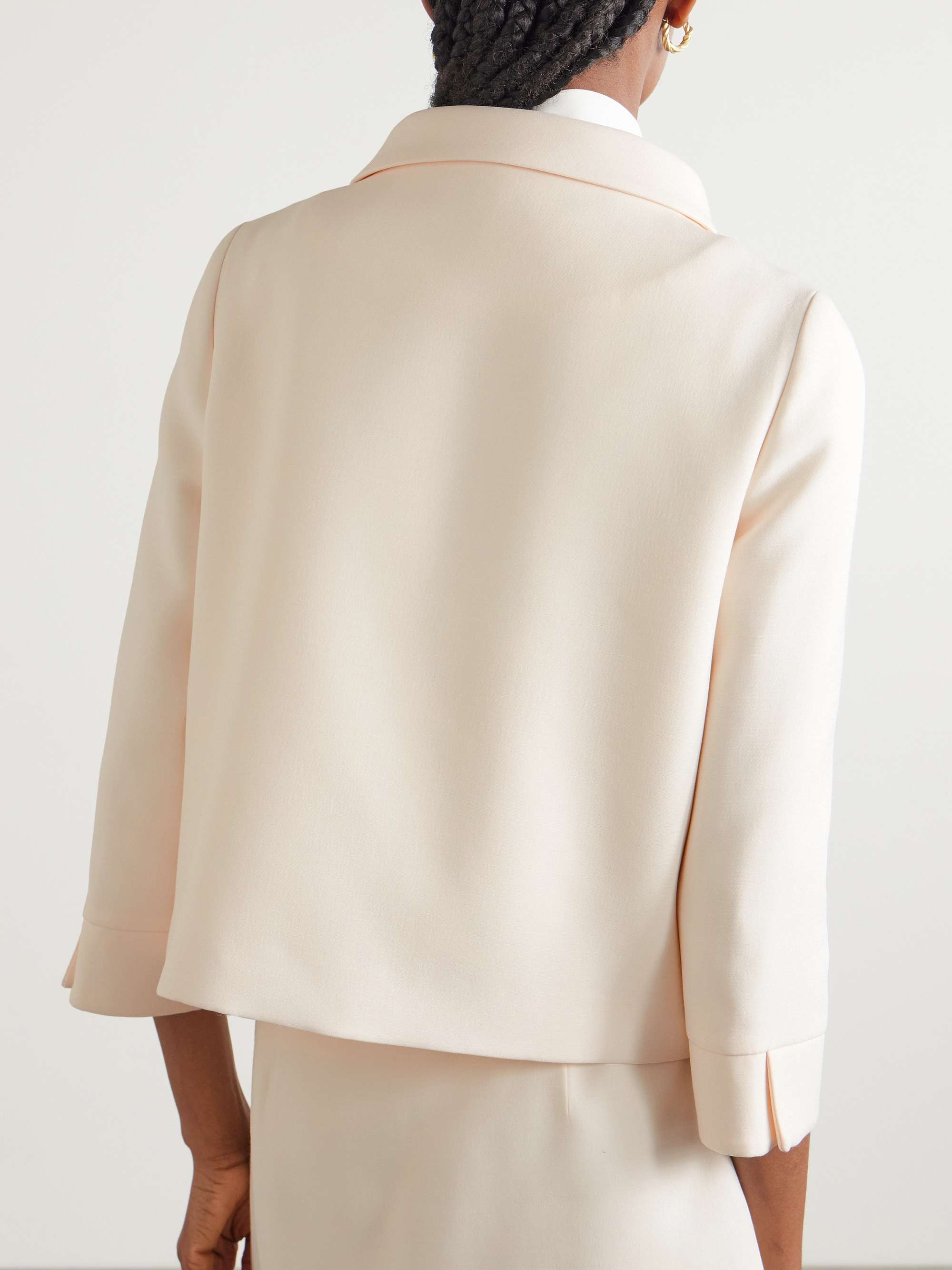 Cropped embellished wool and silk-blend crepe jacket view