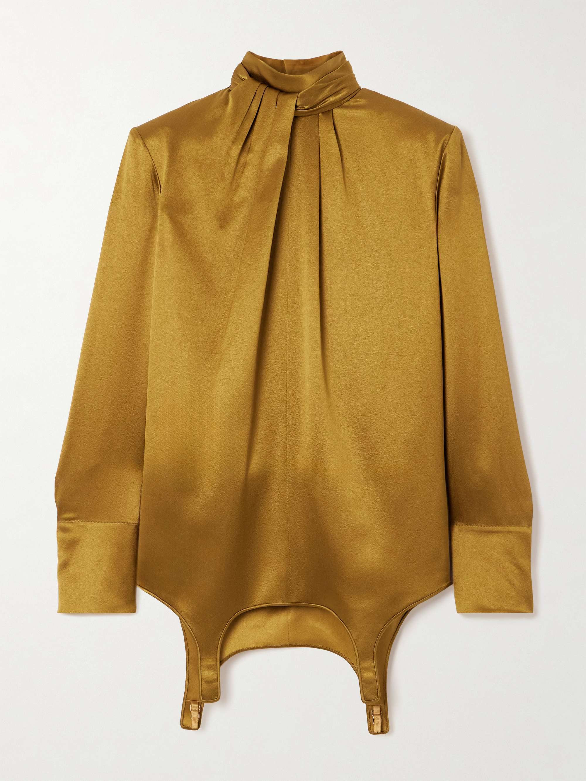 Twisted silk-satin turtleneck mini dress view