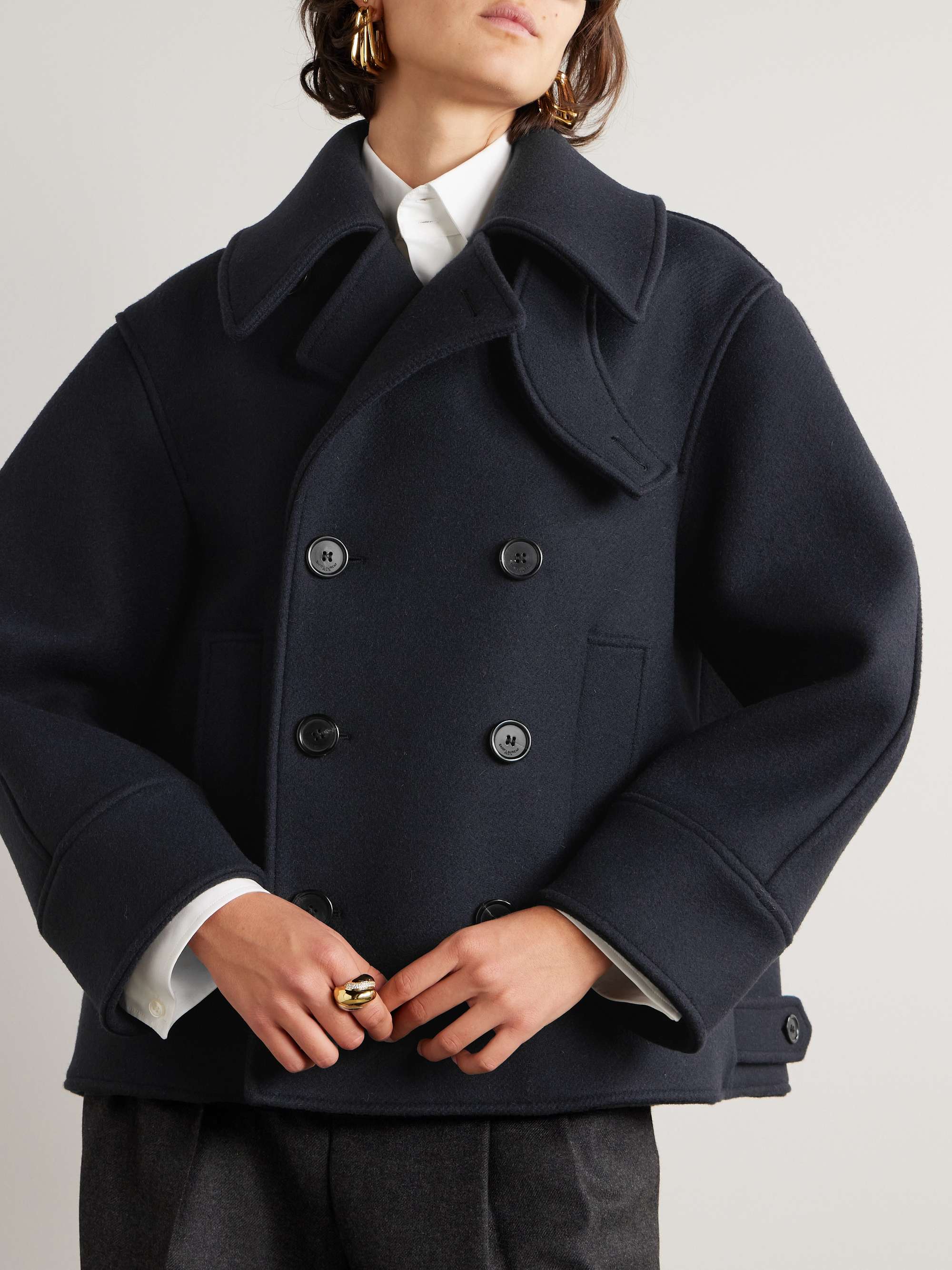 Oversized double-breasted wool-twill coat view