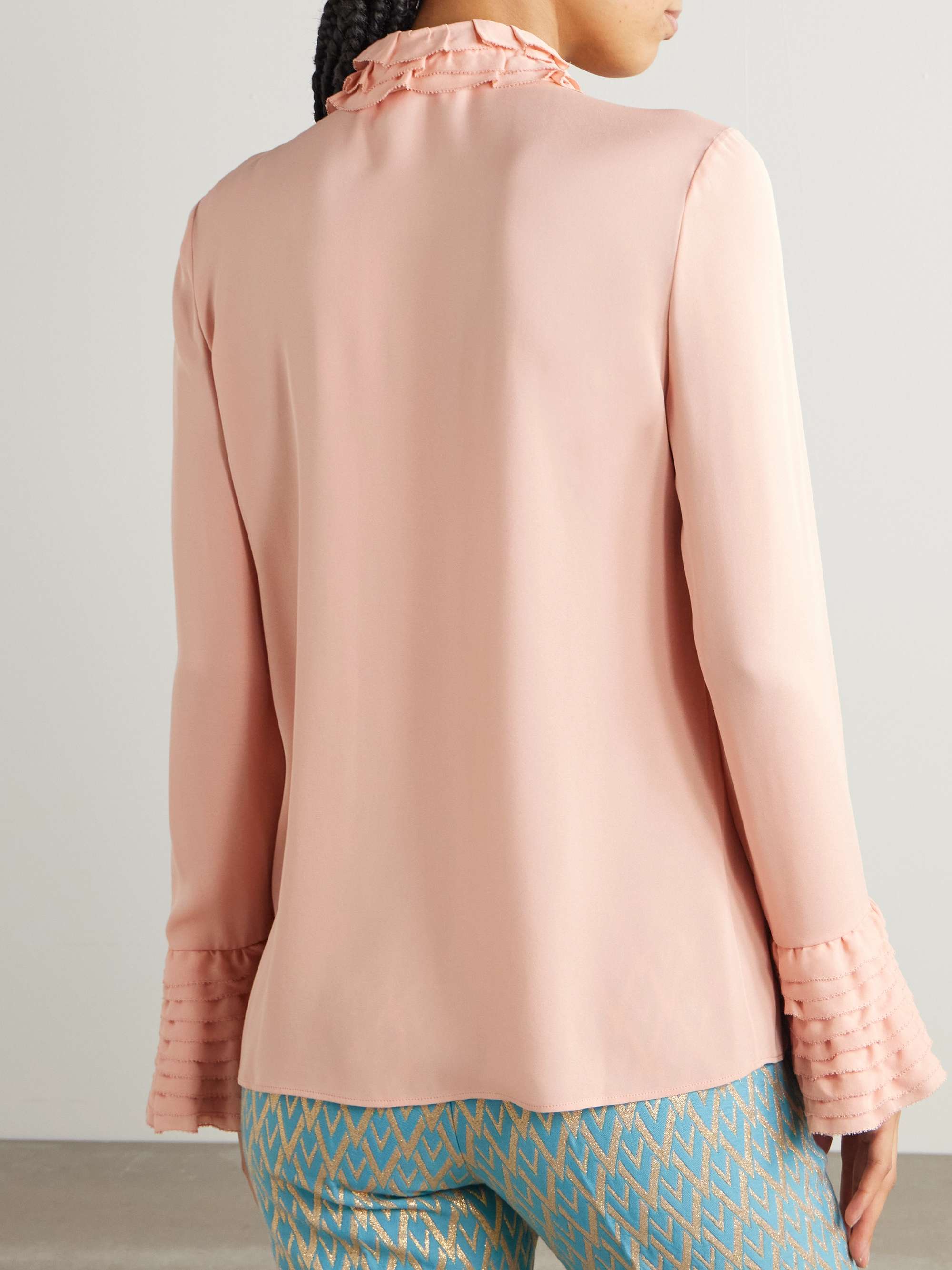 Ruffled silk-georgette shirt view