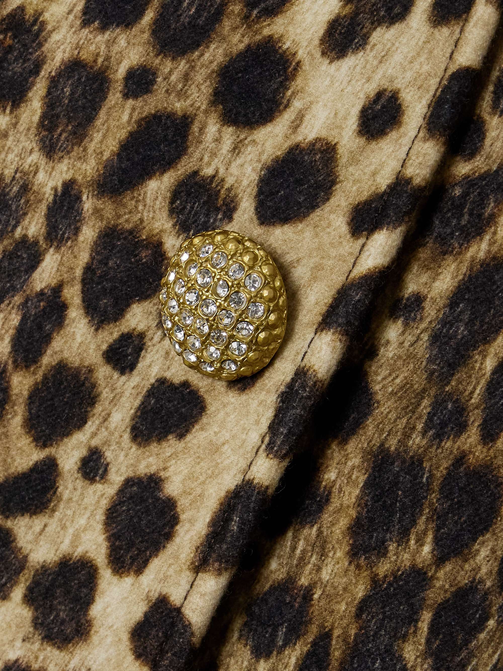 Leopard-print plush-trimmed wool-felt jacket view