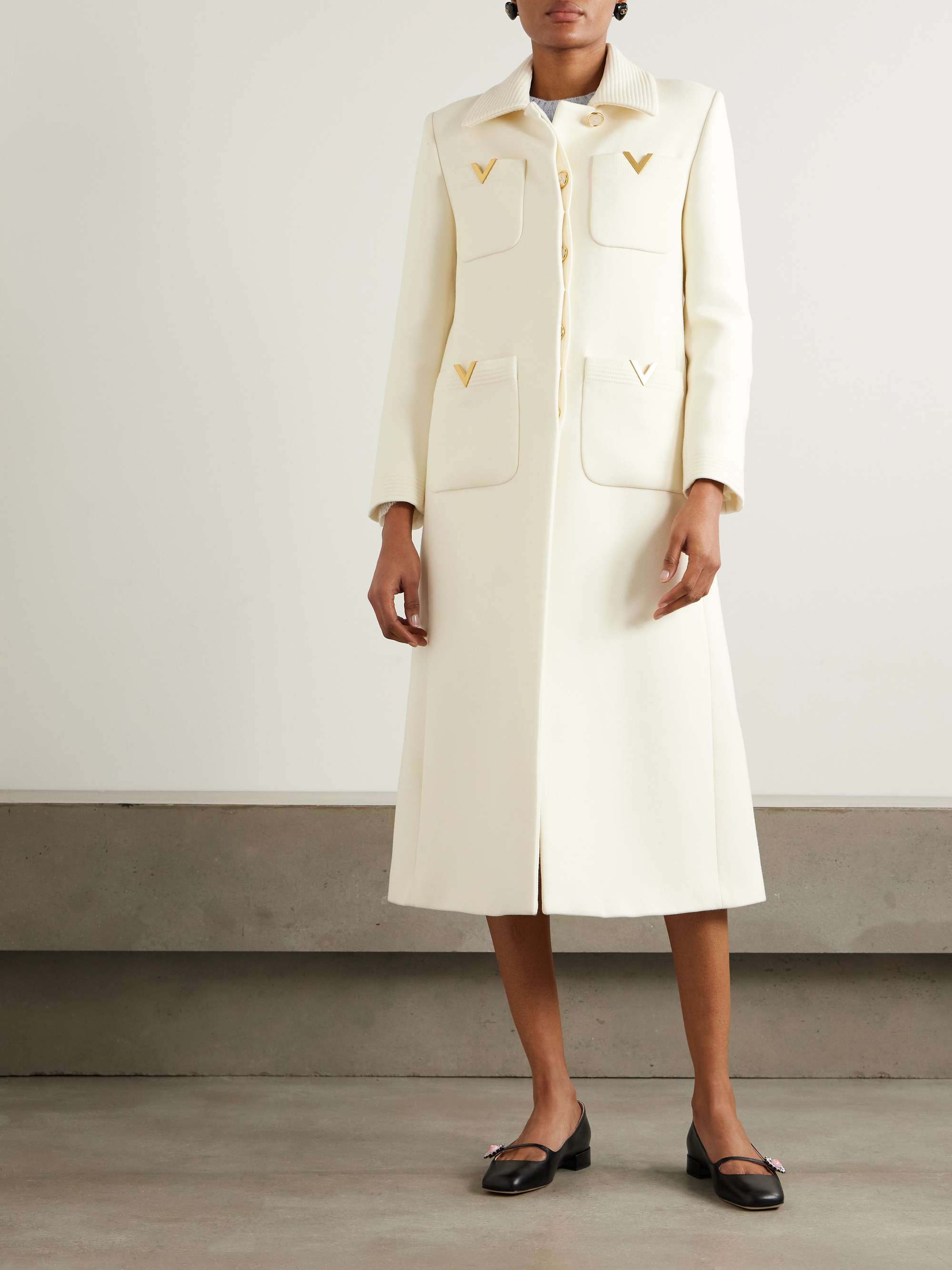 Embellished wool and silk-blend twill coat view