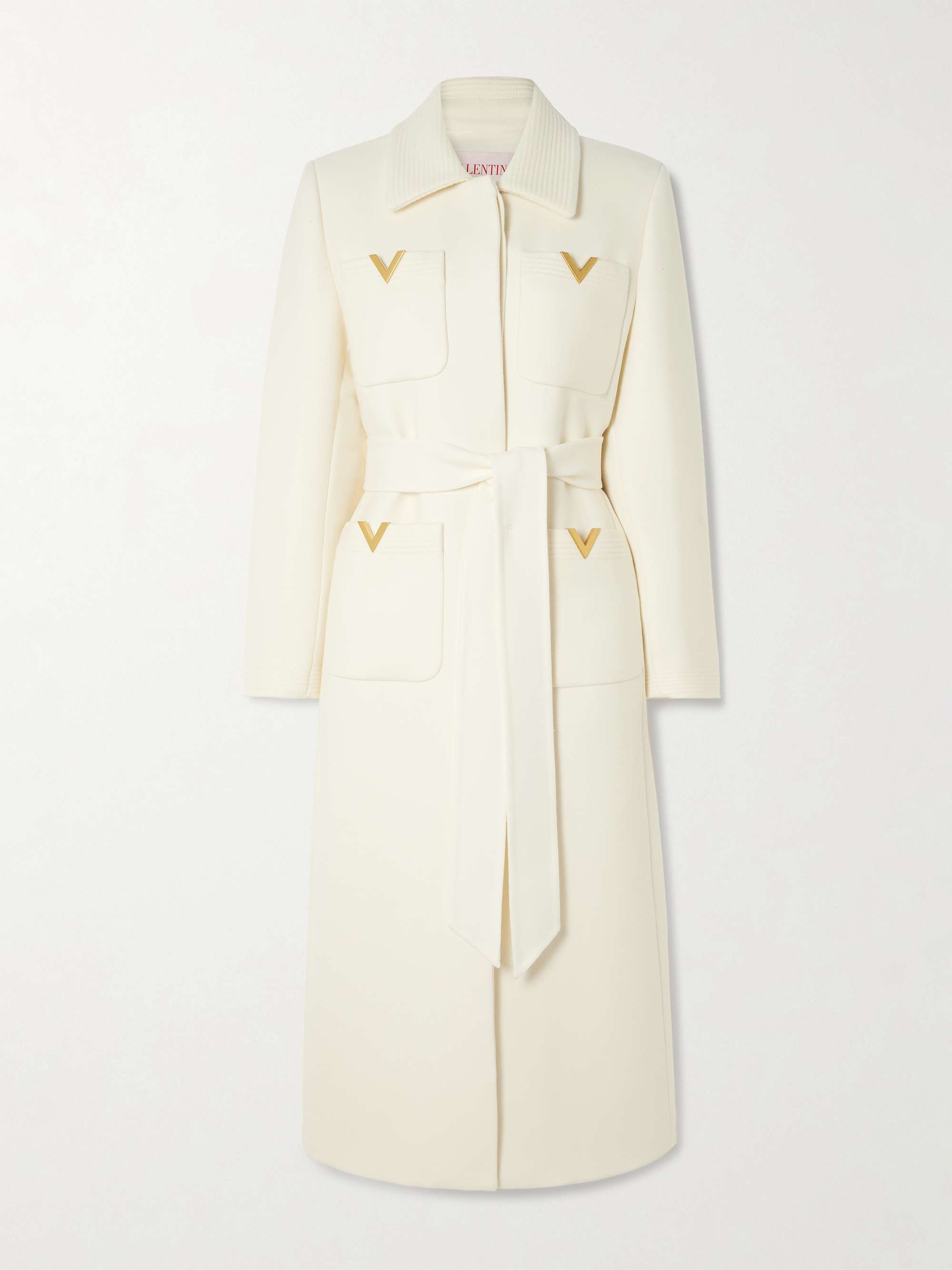 Embellished wool and silk-blend twill coat view