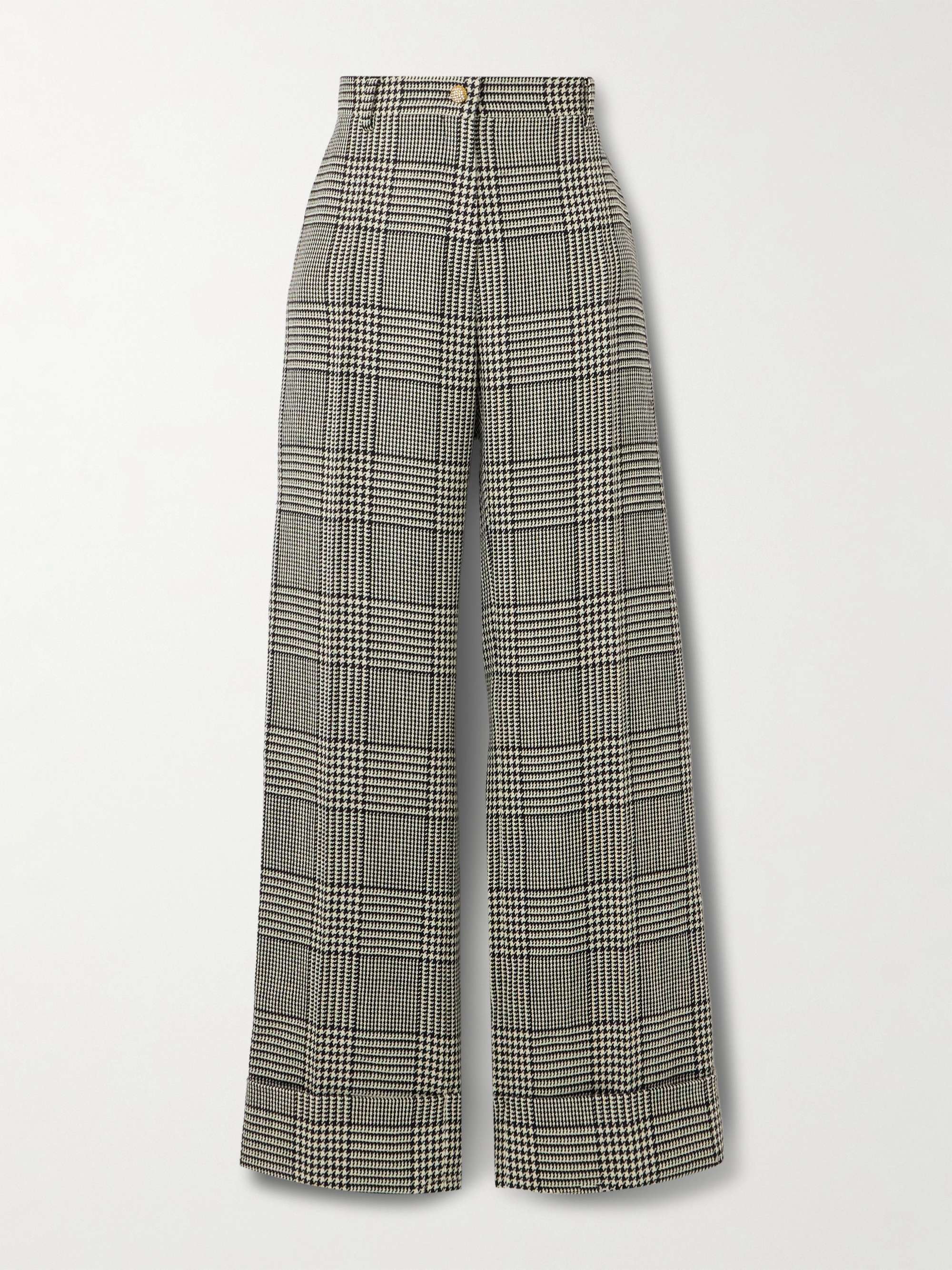 Prince of Wales checked wool wide-leg pants view