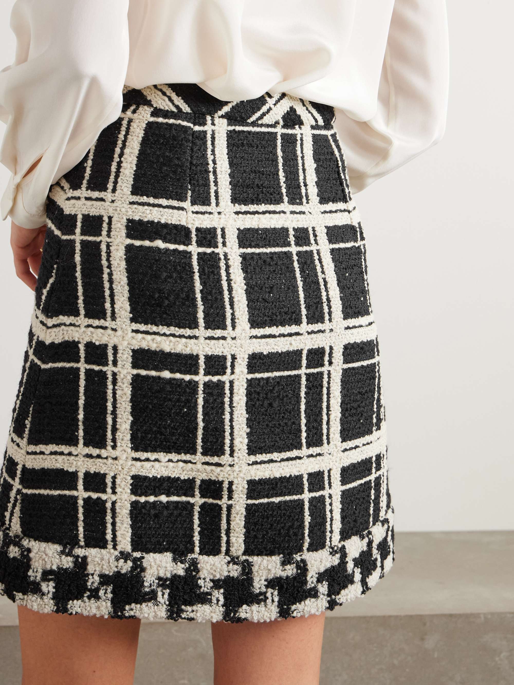 Checked wool-blend tweed bouclé mini skirt view