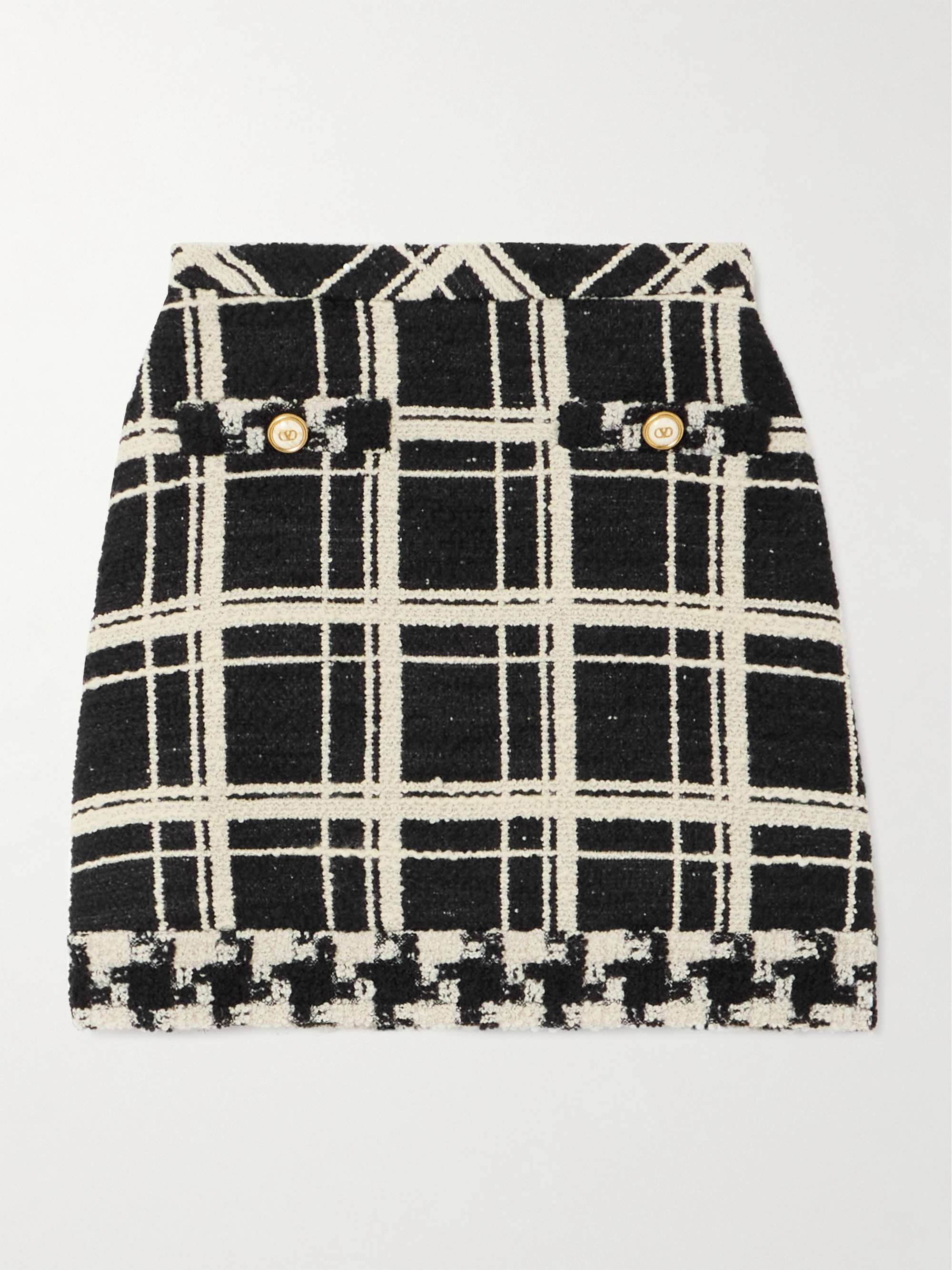Checked wool-blend tweed bouclé mini skirt view