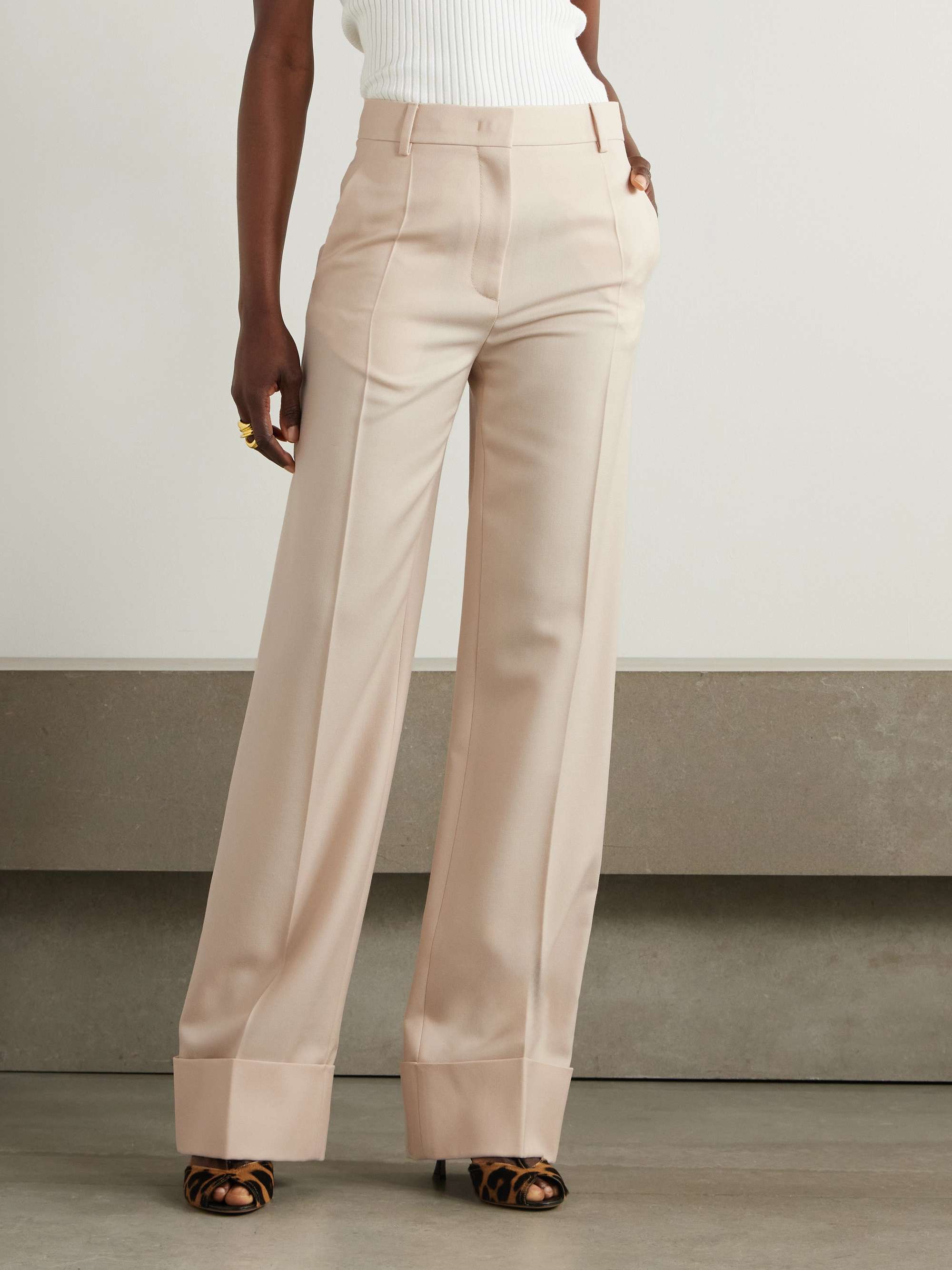 Wool-twill wide-leg pants view