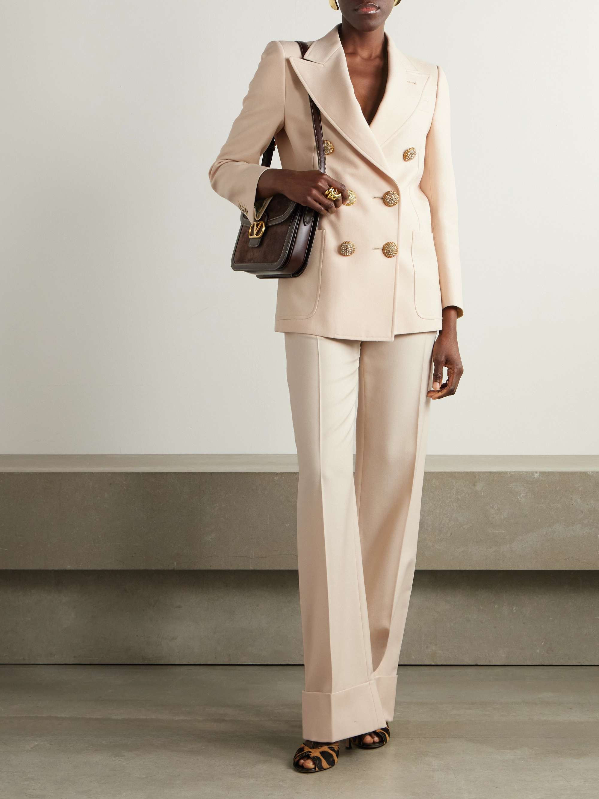 Wool-twill wide-leg pants view