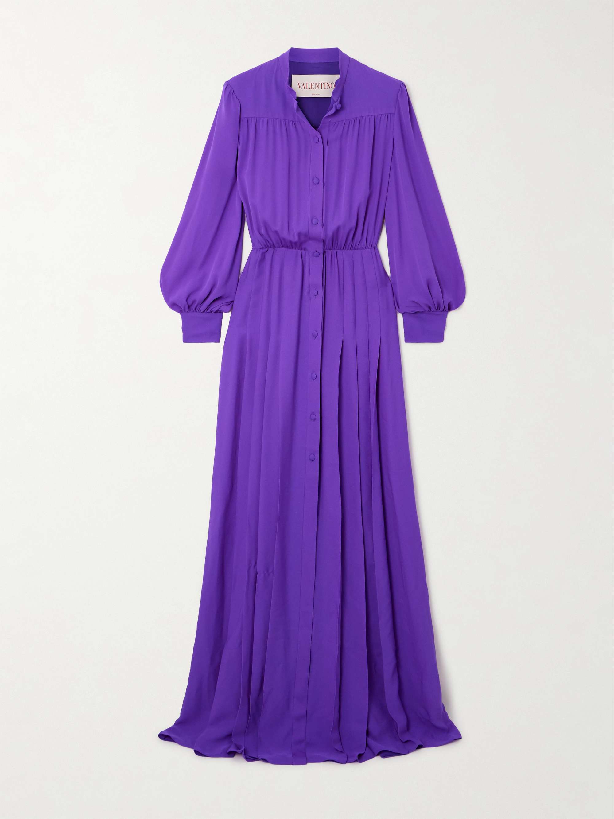 Gathered pleated silk-georgette gown view