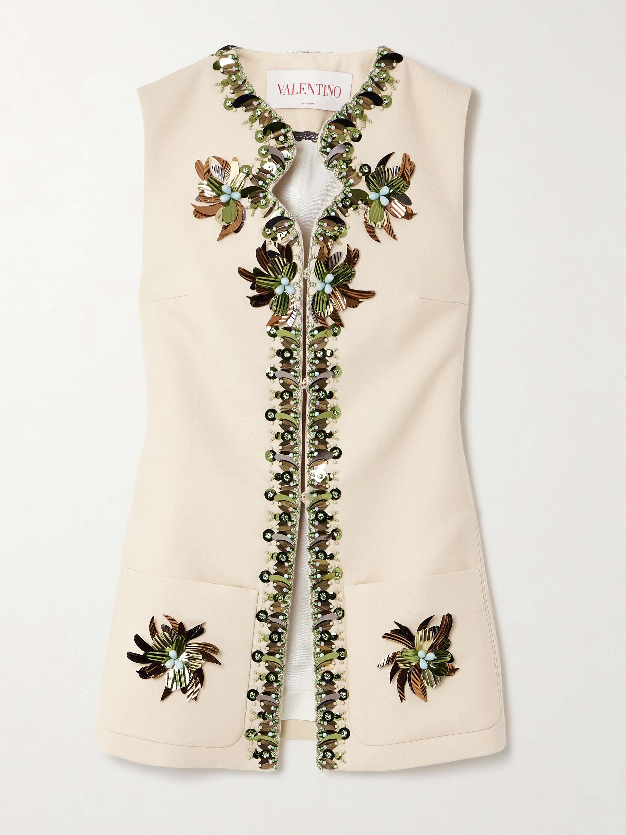 Embellished wool and silk-blend twill vest view