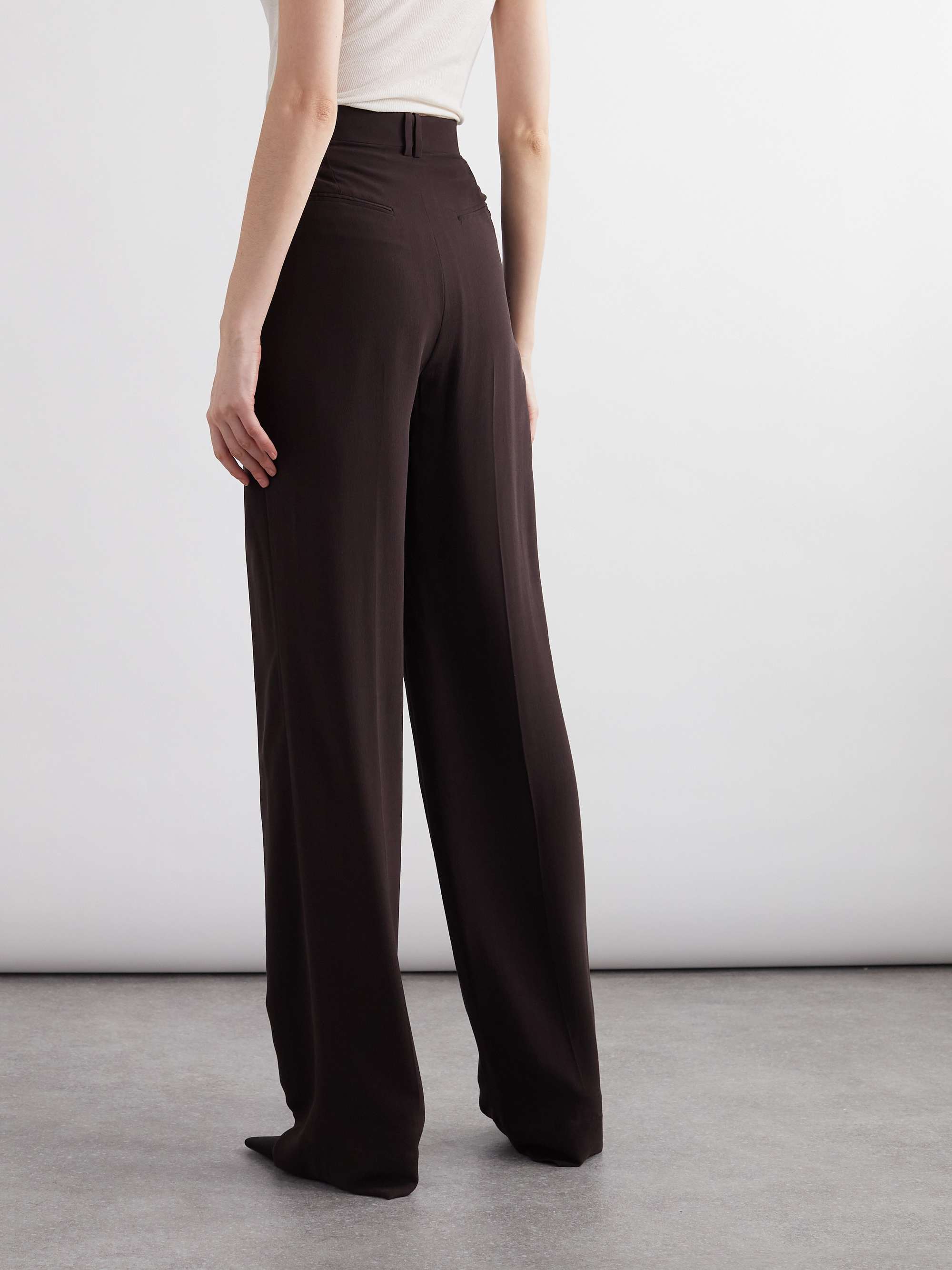 Silk-georgette straight-leg pants view