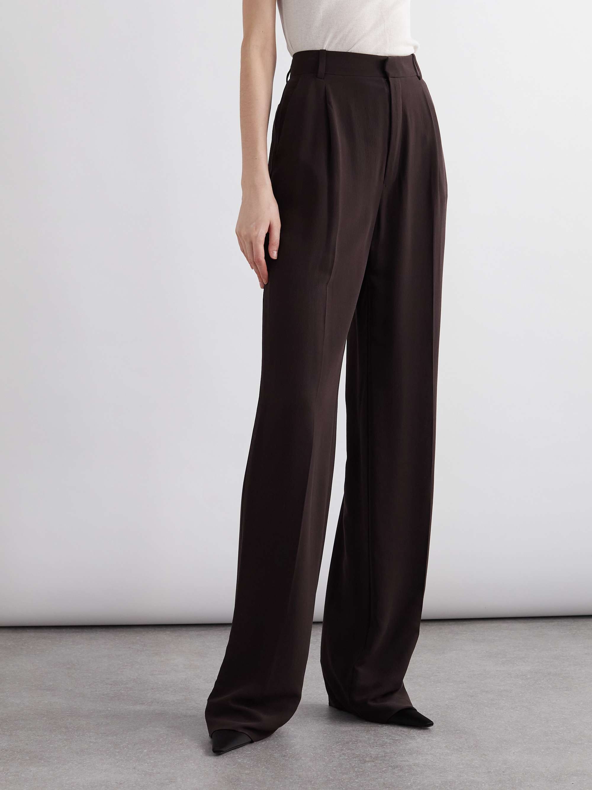 Silk-georgette straight-leg pants view
