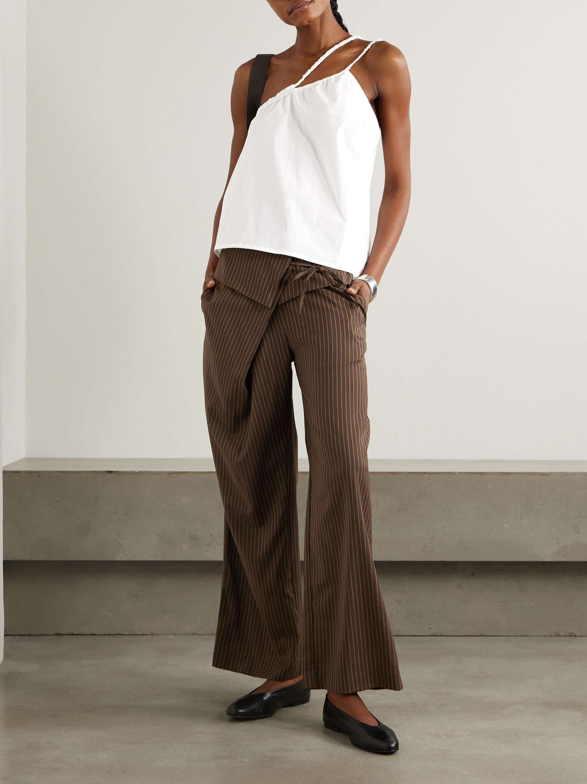 One-shoulder organic cotton-poplin top view