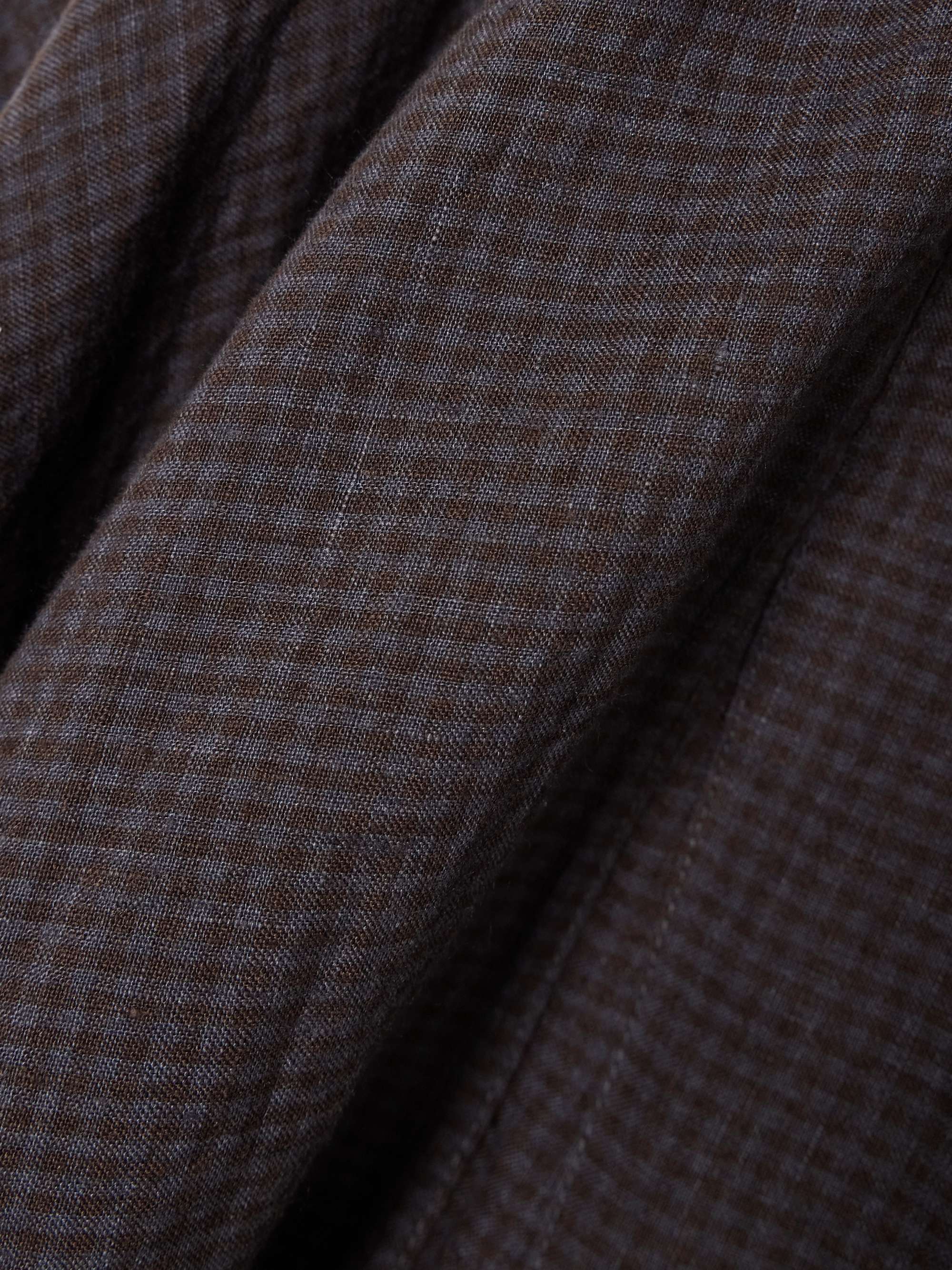 02 belted checked linen robe view