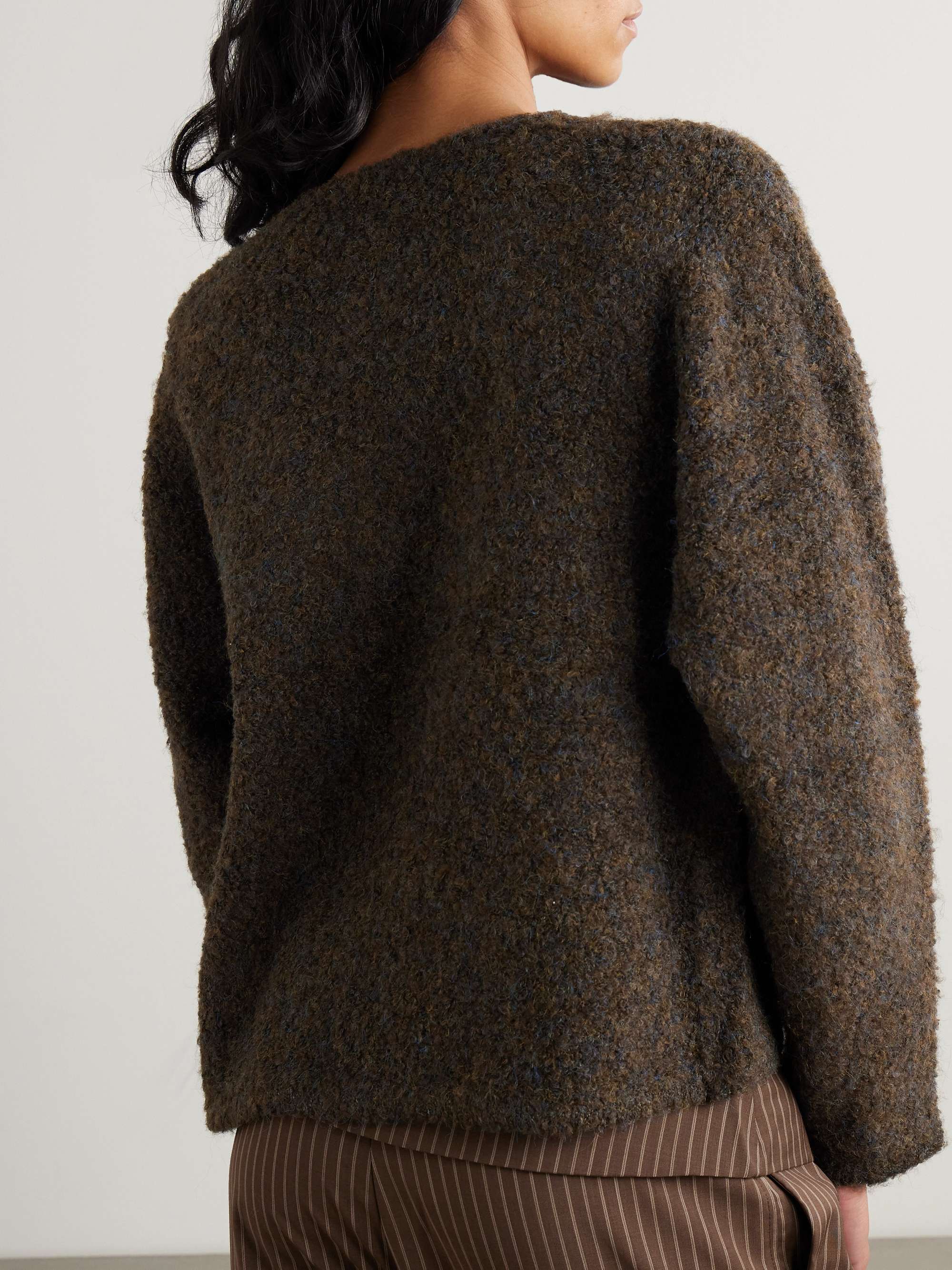 Crossover wrap-effect recycled knitted sweater view