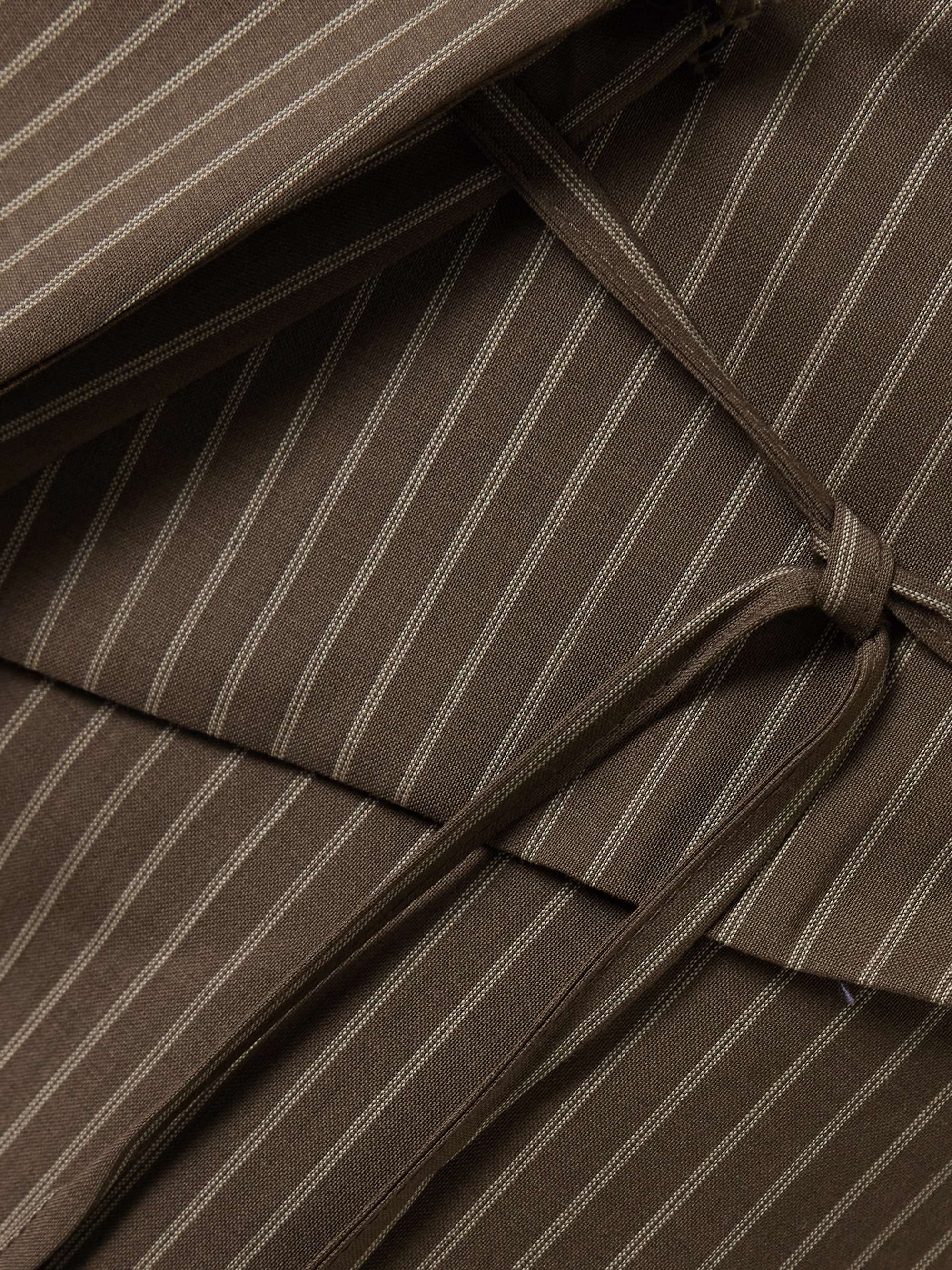 Folded asymmetric pinstriped wool wide-leg pants view