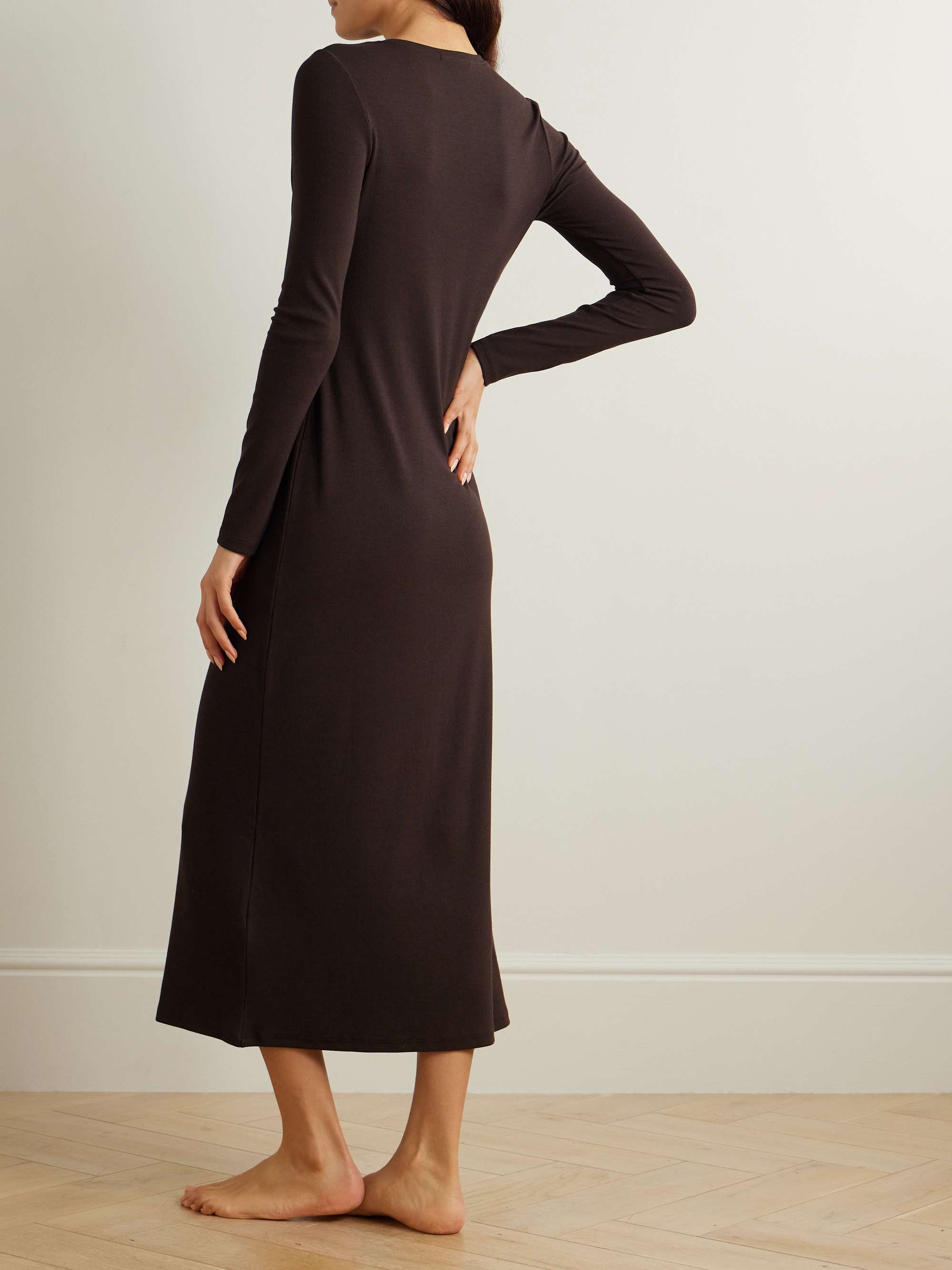 Namaari tie-detailed ribbed Pima cotton and modal-blend midi dress view