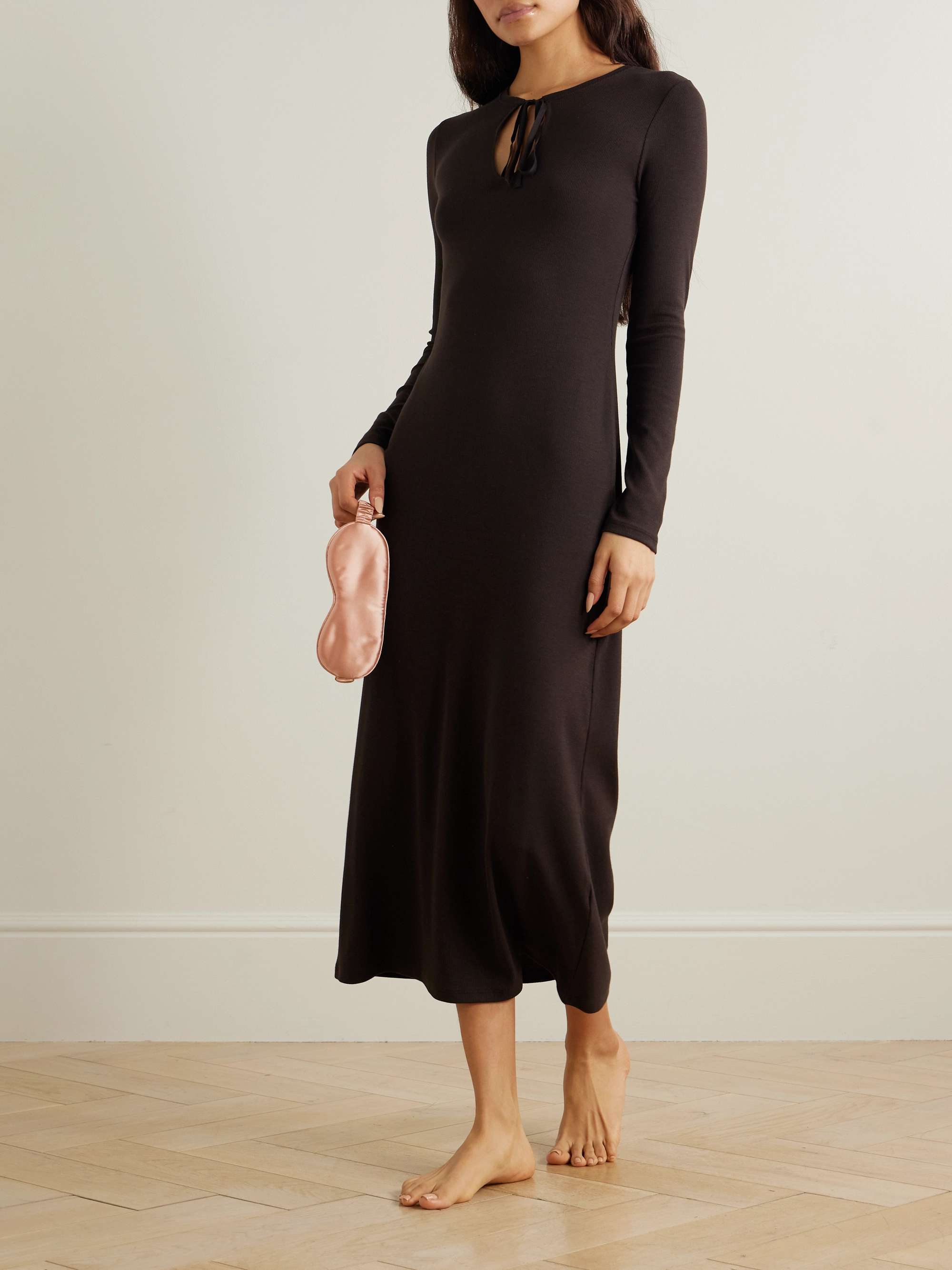 Namaari tie-detailed ribbed Pima cotton and modal-blend midi dress view