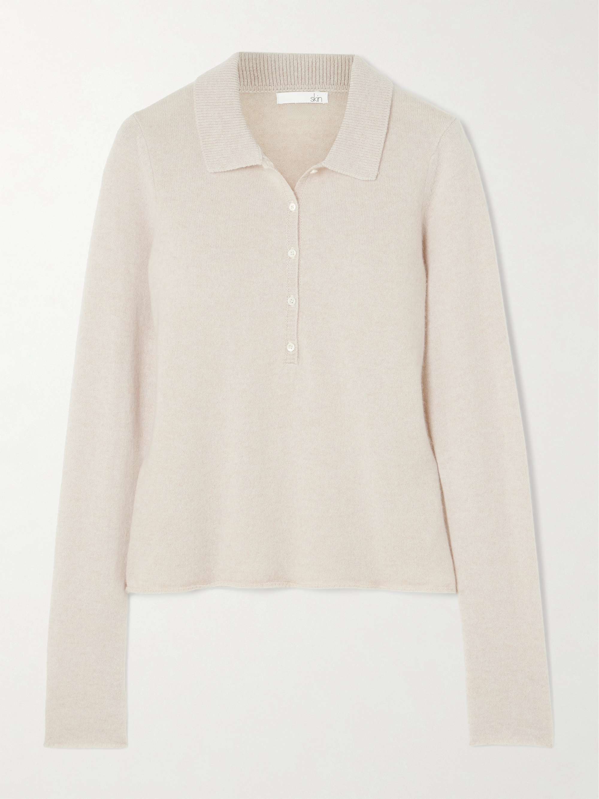 Penelope cashmere polo top view