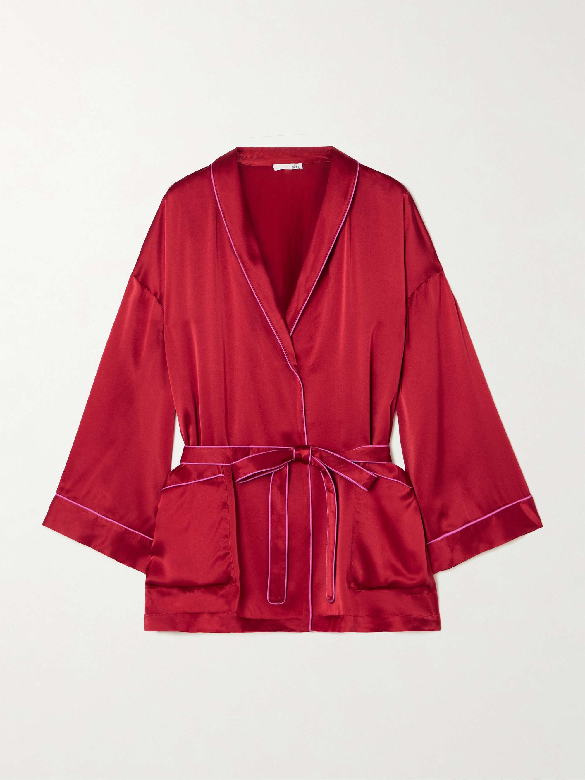 Joy piped silk-satin robe view