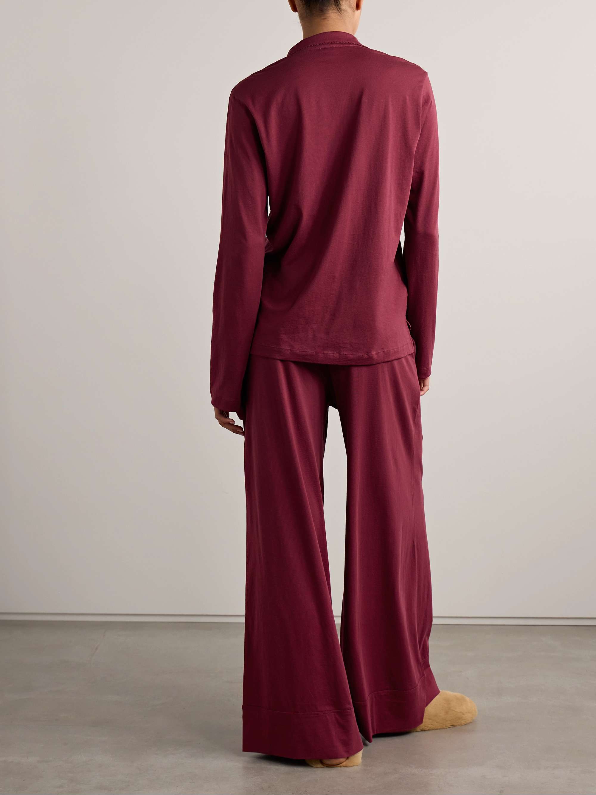 Camellia organic Pima cotton-jersey pajama set view